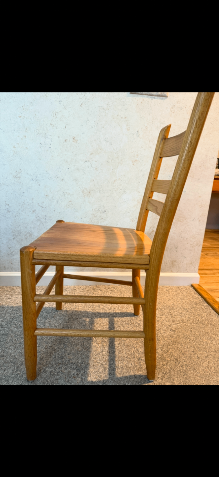 Wooden ladder-back chair with QR code label - image 1 of 2