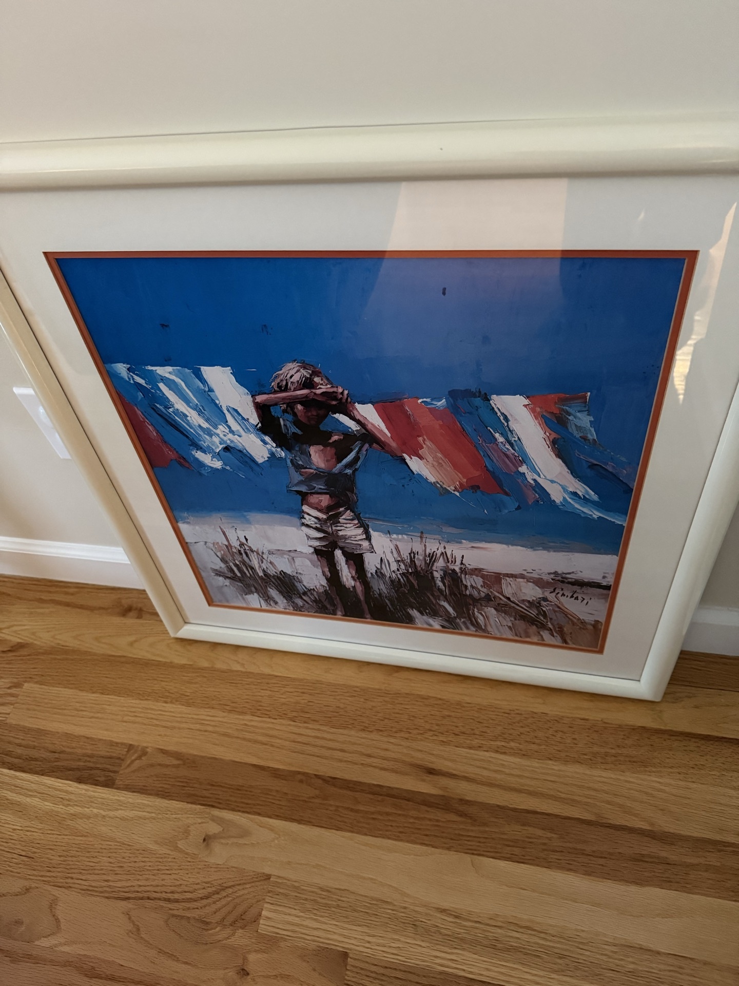 Simbari Framed art print of a child with a banner at beach - image 1 of 4