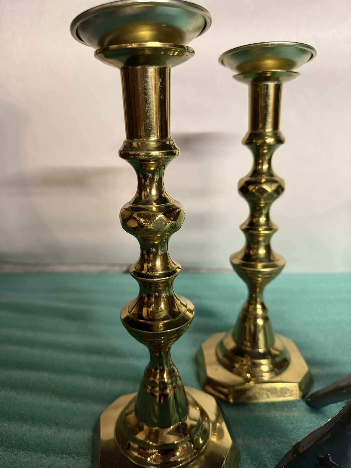Brass Candlesticks and Metal Giraffe Figurines - image 4 of 6