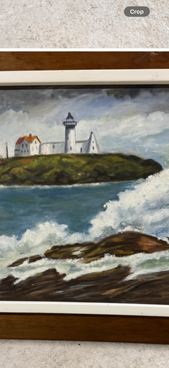 Coastal Seascape Paintings with Boats and Lighthouse - image 3 of 4