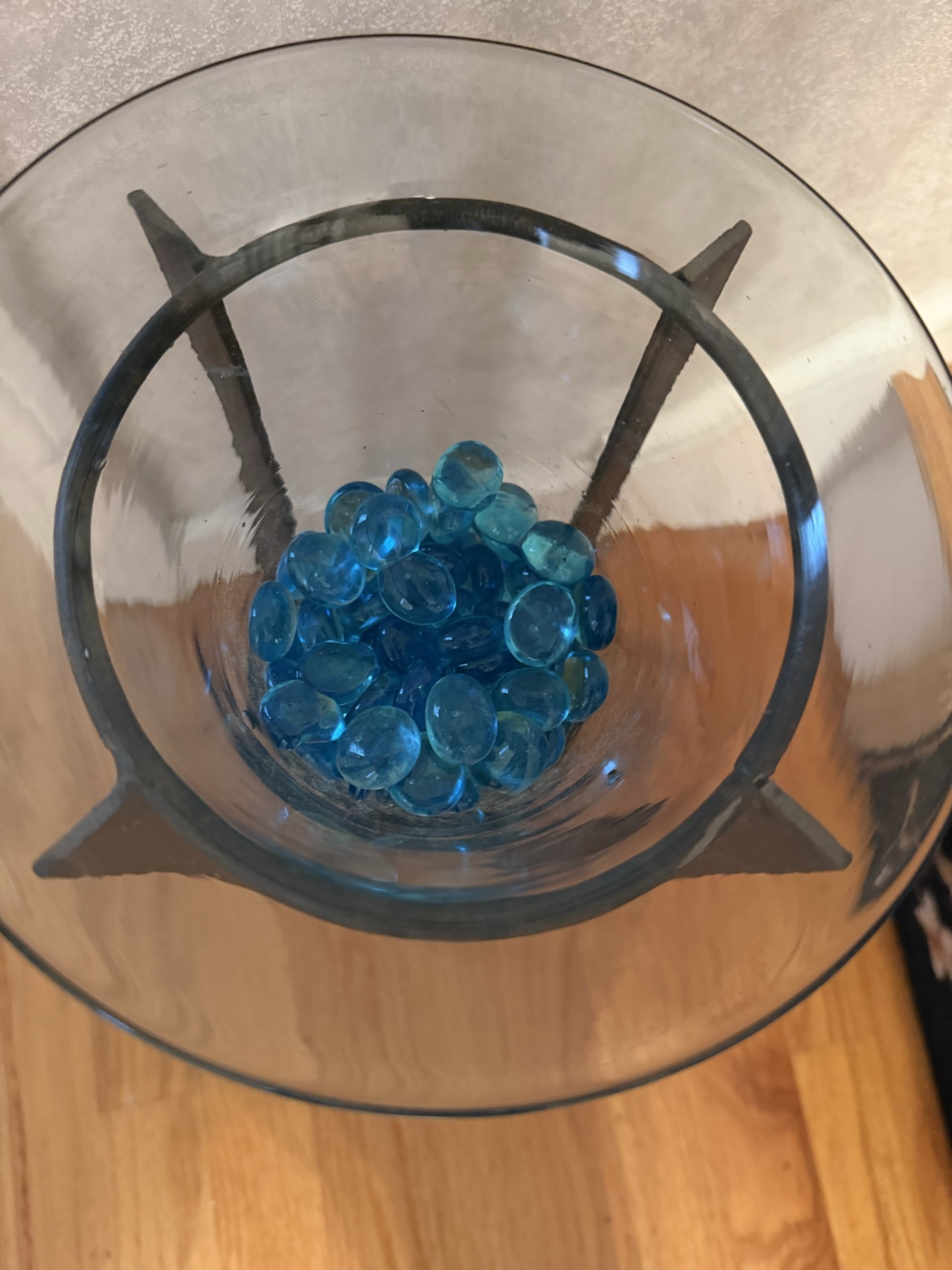 Blue glass bead decorative cone on metal stand 17" - image 3 of 4
