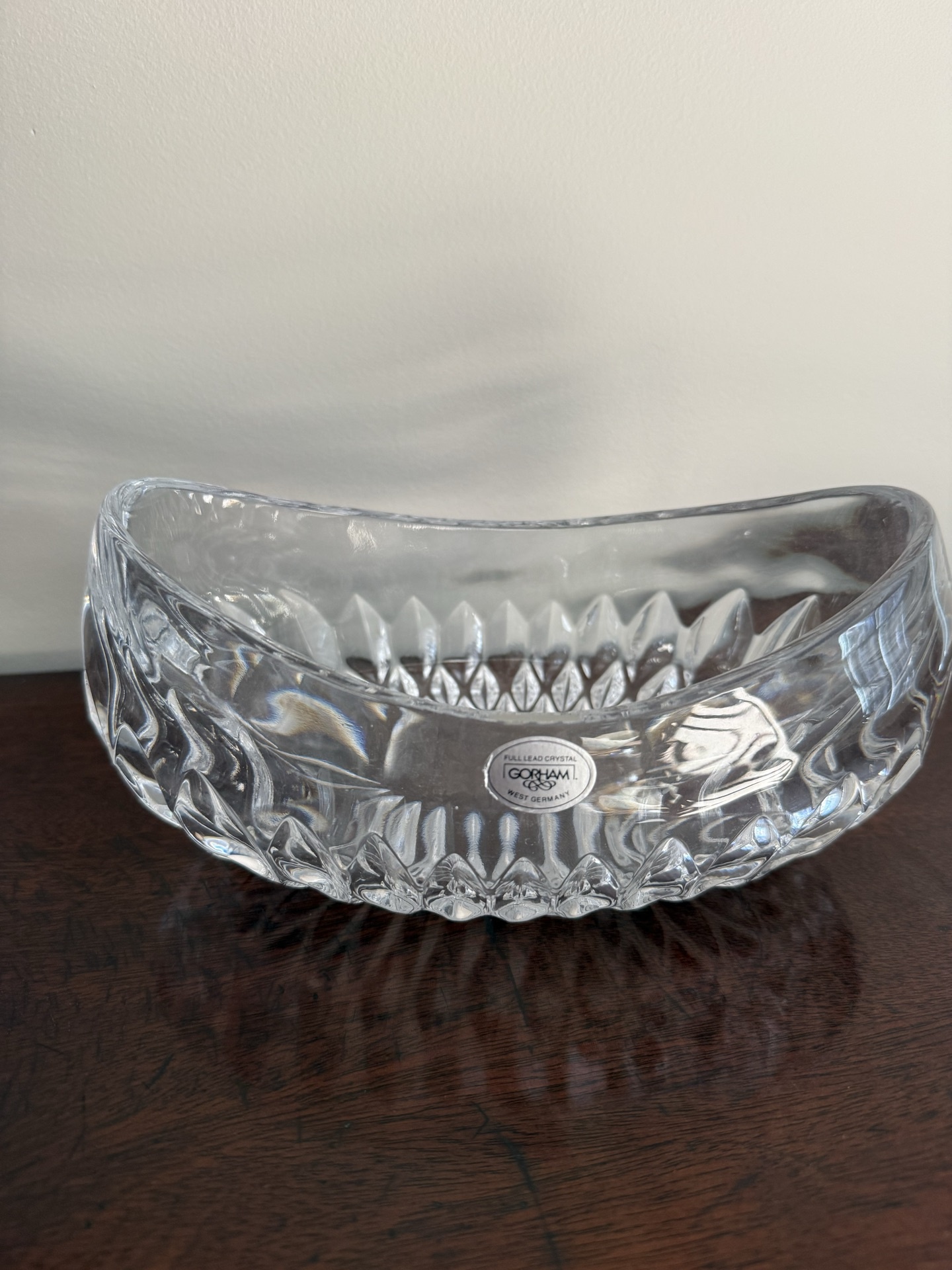 Crystal glassware: Waterford vase, Waterford honey jar with lid, and Gorham dish - image 3 of 7
