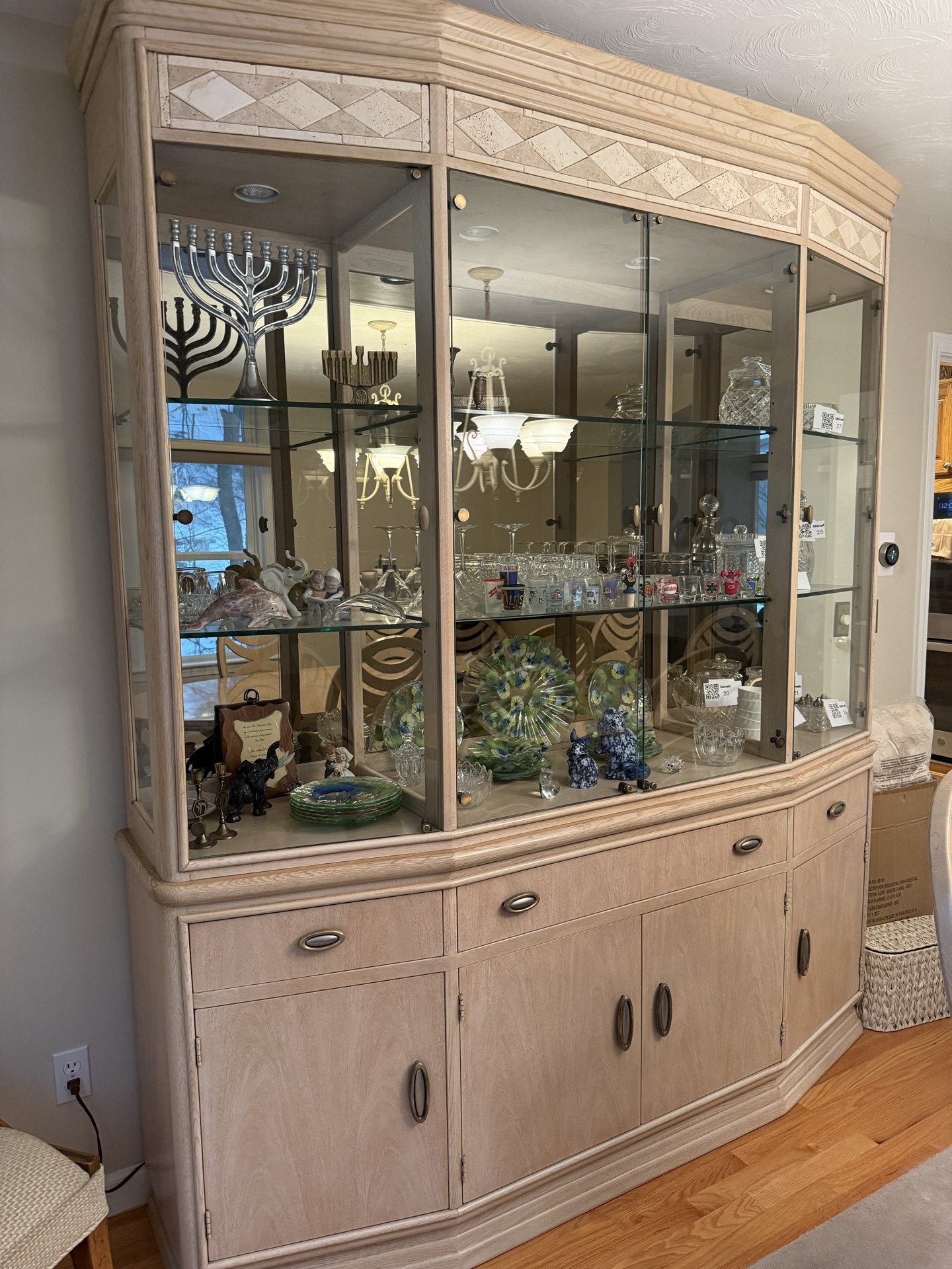 Art Deco Buffet-style china cabinet with glass display - image 2 of 4