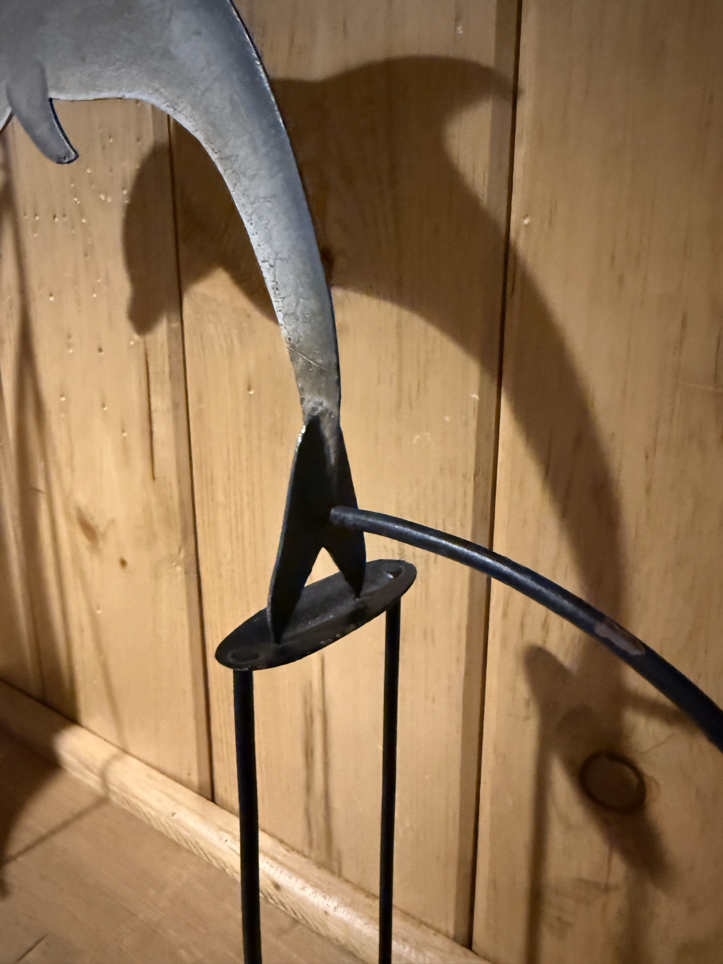 Abstract metal ring sculpture and dolphin figurine sculptures - image 4 of 5