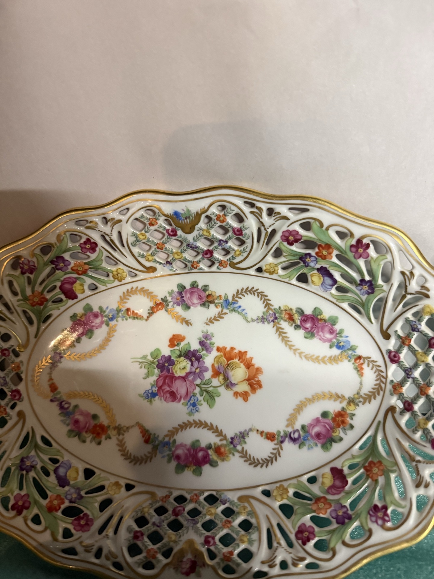 Set of four decorative porcelain plates with floral designs - image 3 of 10