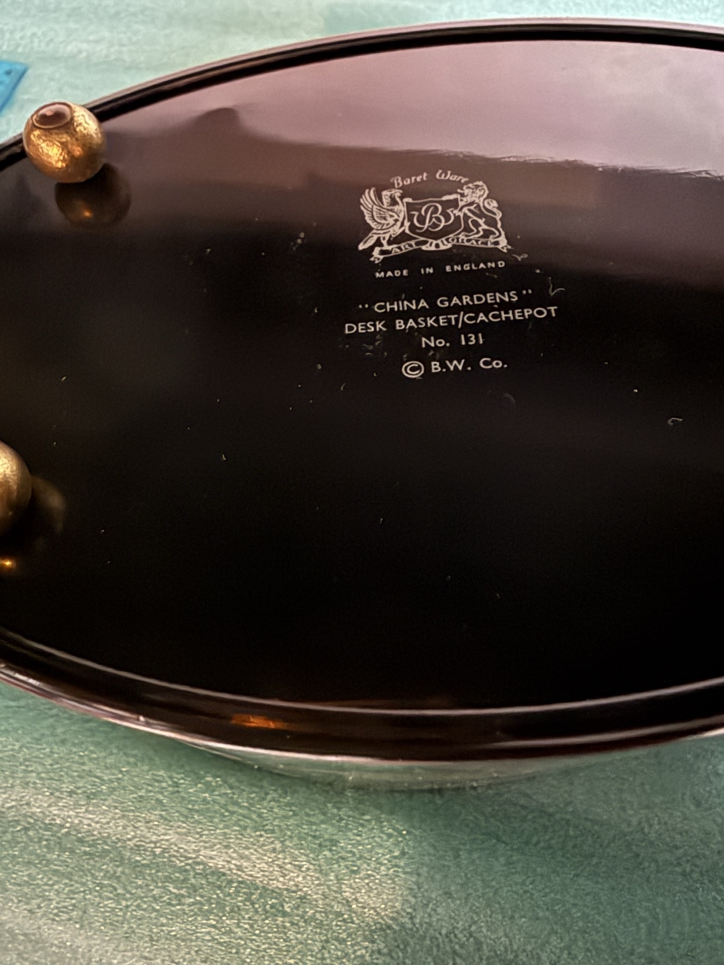 China Gardens black lacquer desk basket and cachepot - image 5 of 6