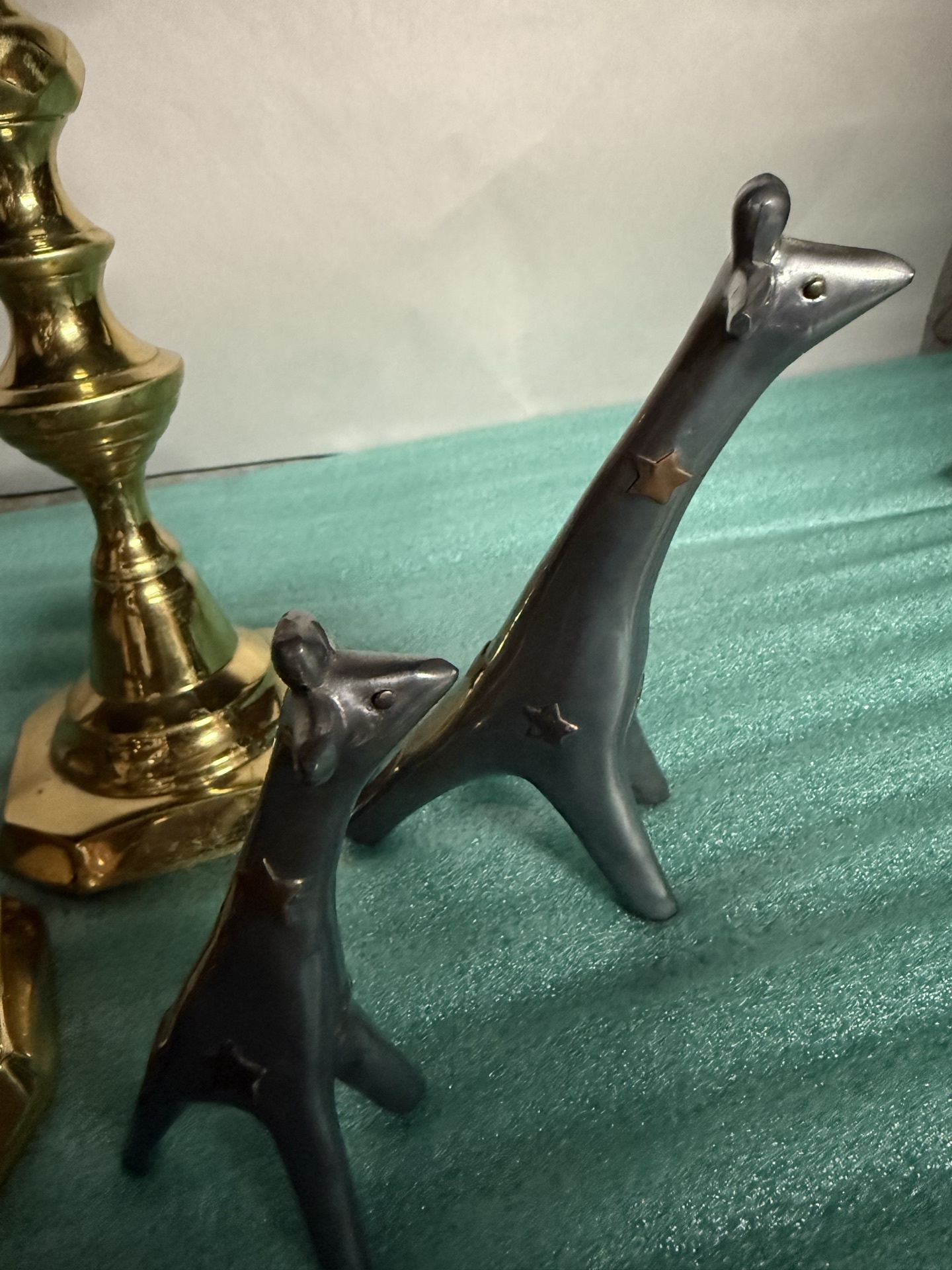 Brass Candlesticks and Metal Giraffe Figurines - image 3 of 6