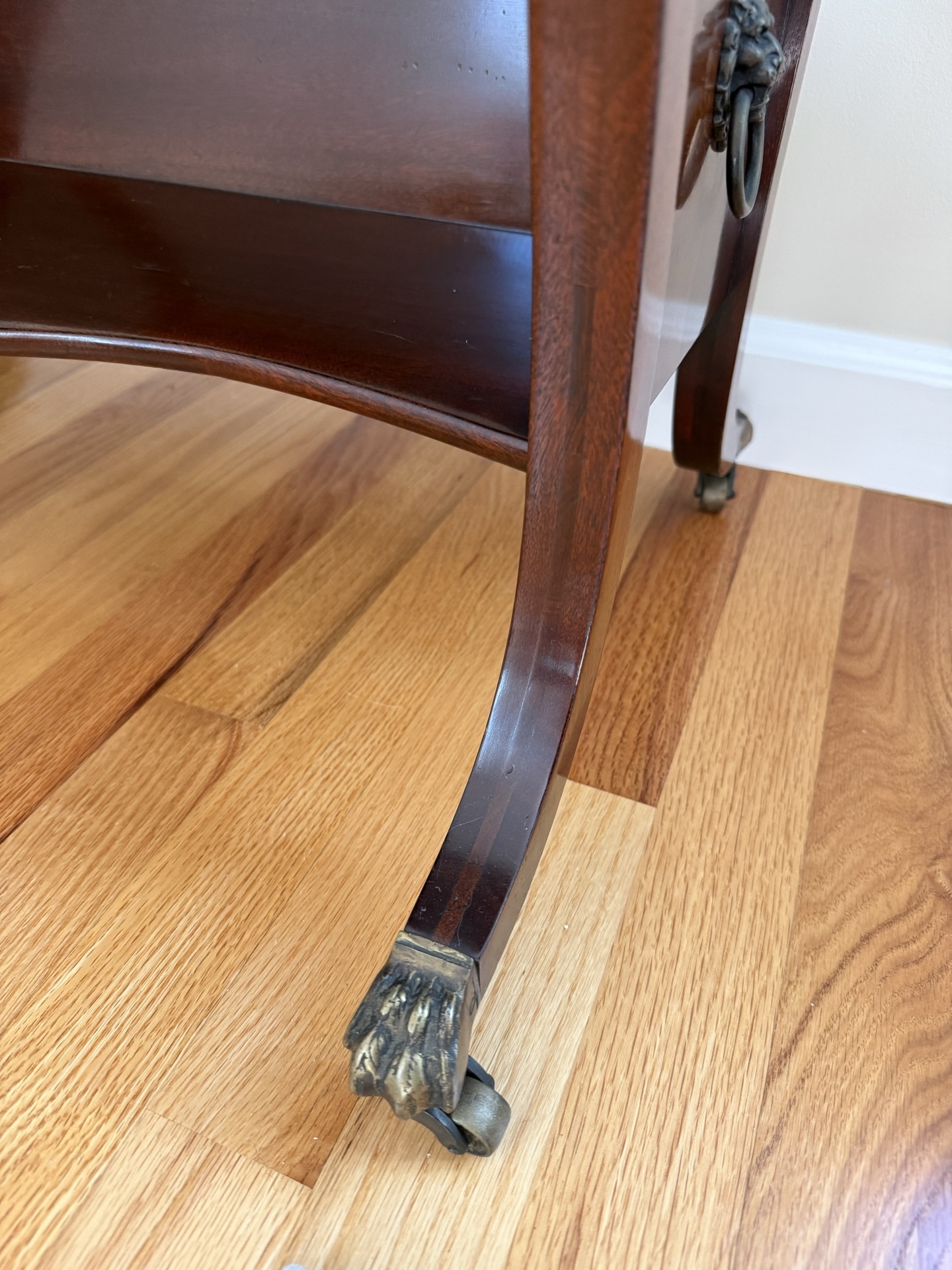 Antique mahogany end table with drawer and shelf - image 3 of 6