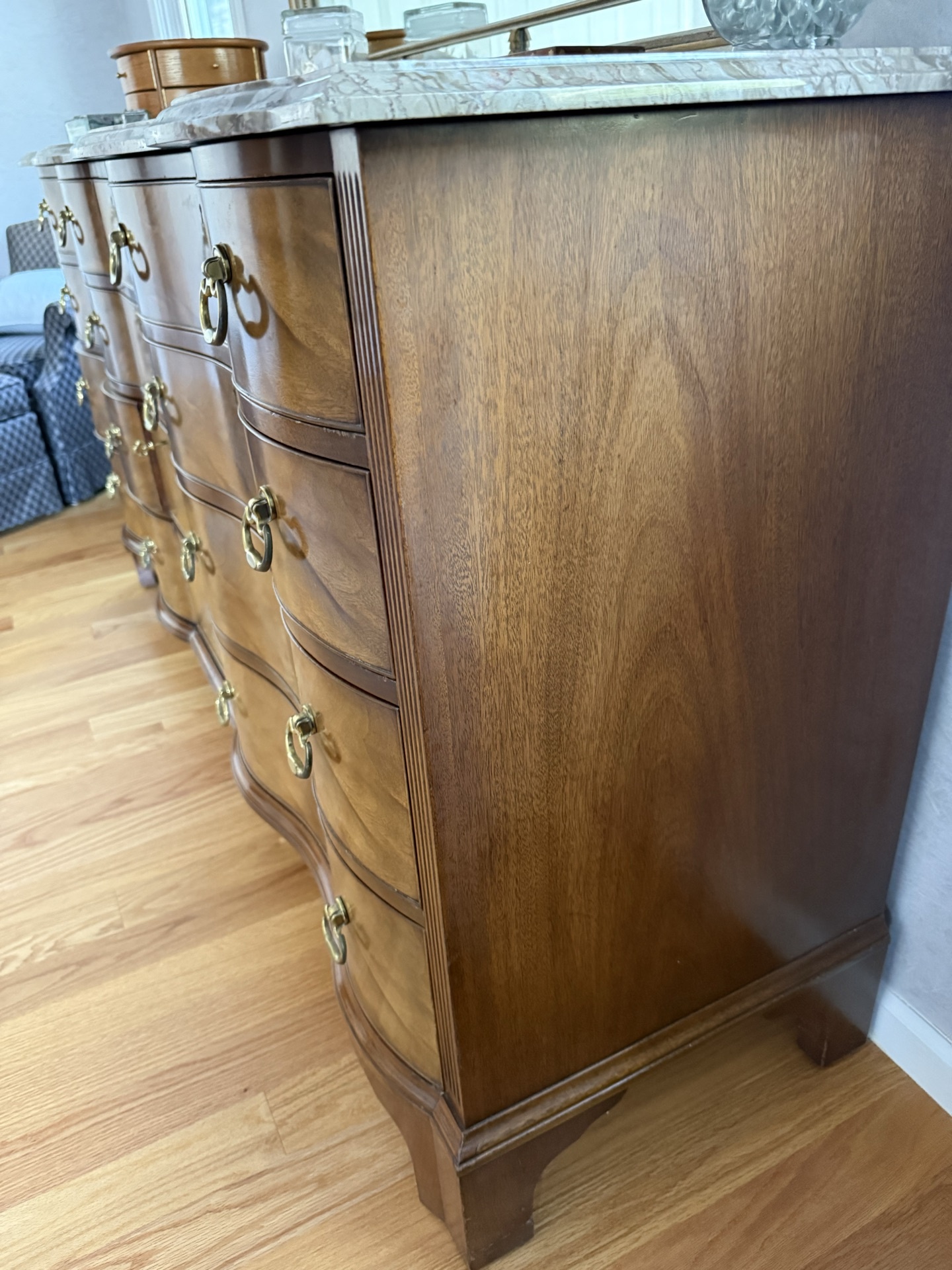 Drexel Mahogany Serpentine Bureau with Marble Top - image 6 of 7