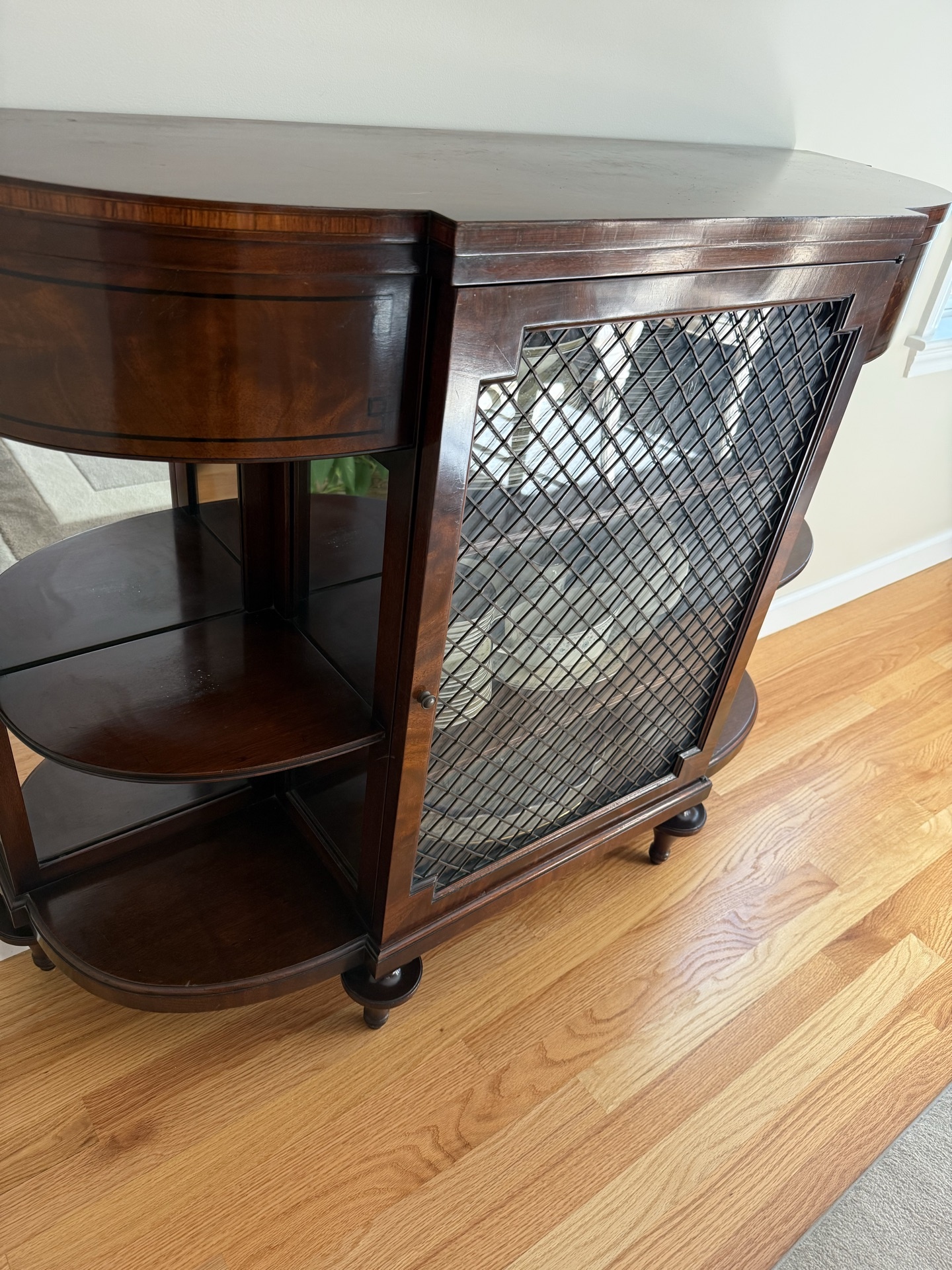 Mahogany breakfront cabinet with glass lattice door - image 1 of 3