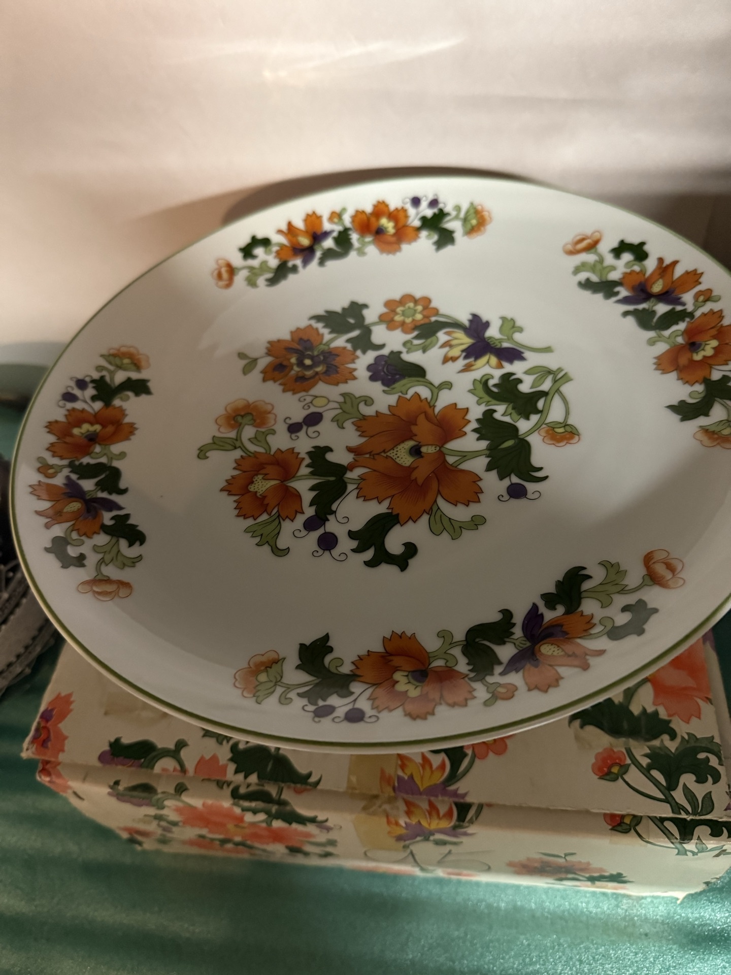 Floral ceramic plate, pitcher, and decorative vase - image 2 of 7