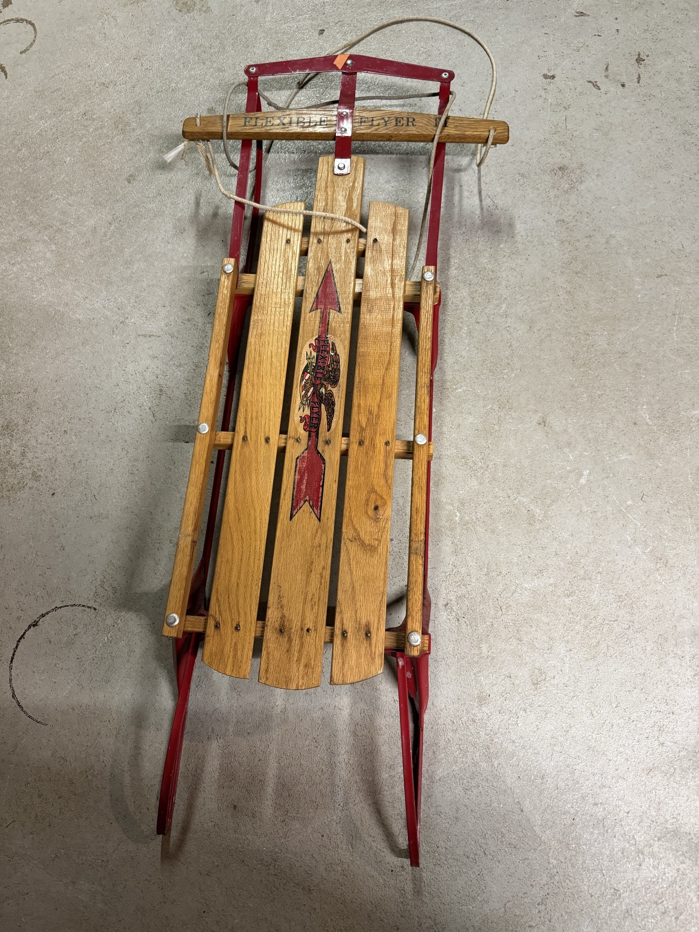 Wooden Flexible Flyer sled with red frame - image 1 of 4