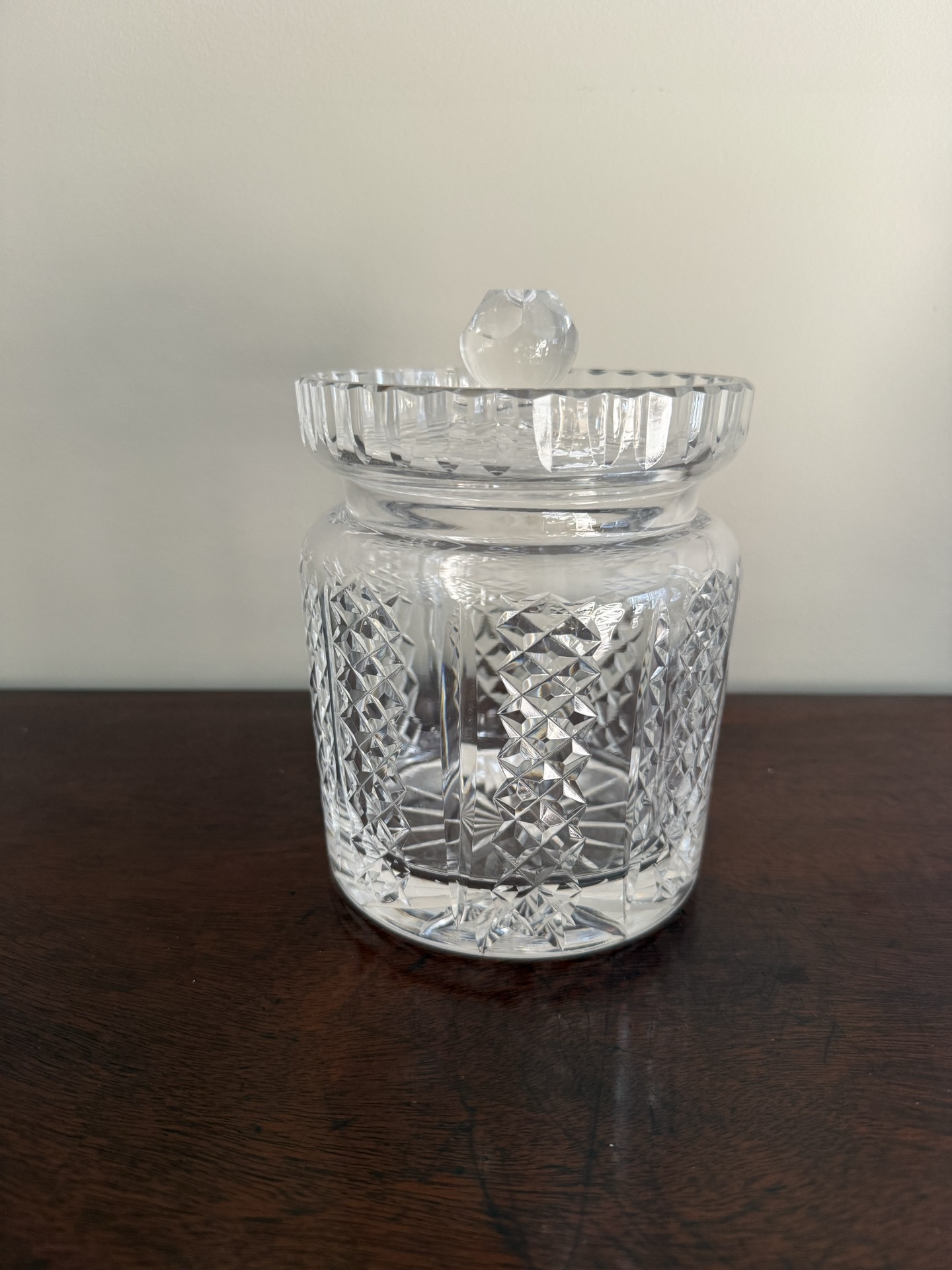 Faceted crystal glass jar with lid   - image 1 of 4
