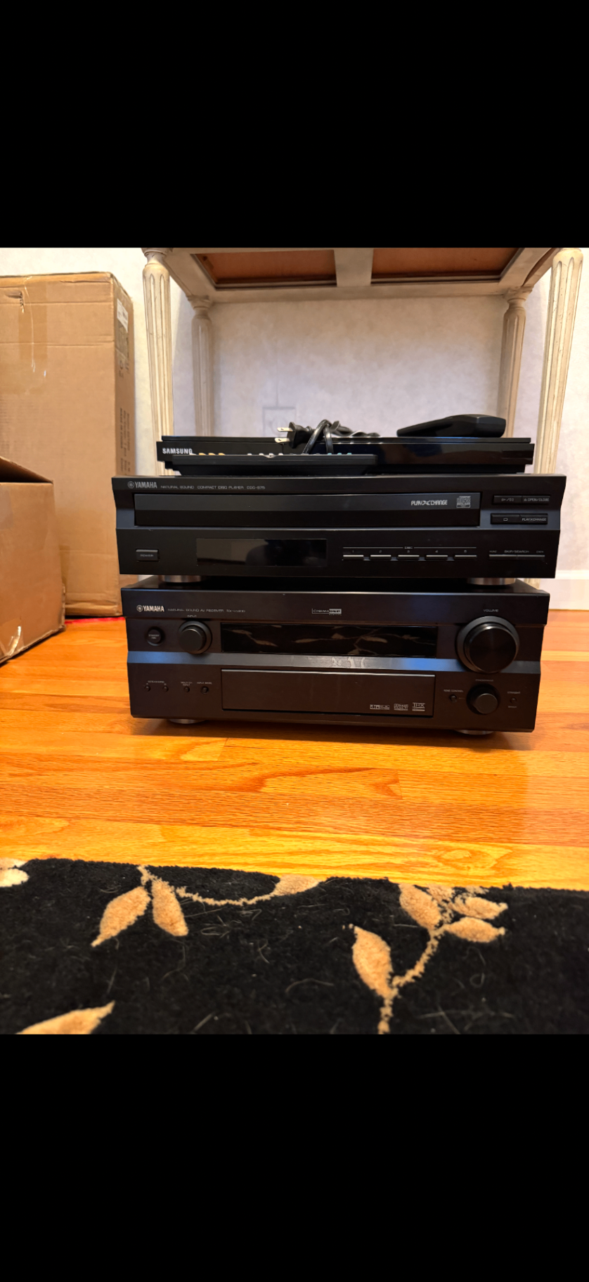 Stack of black home audio components - image 1 of 1