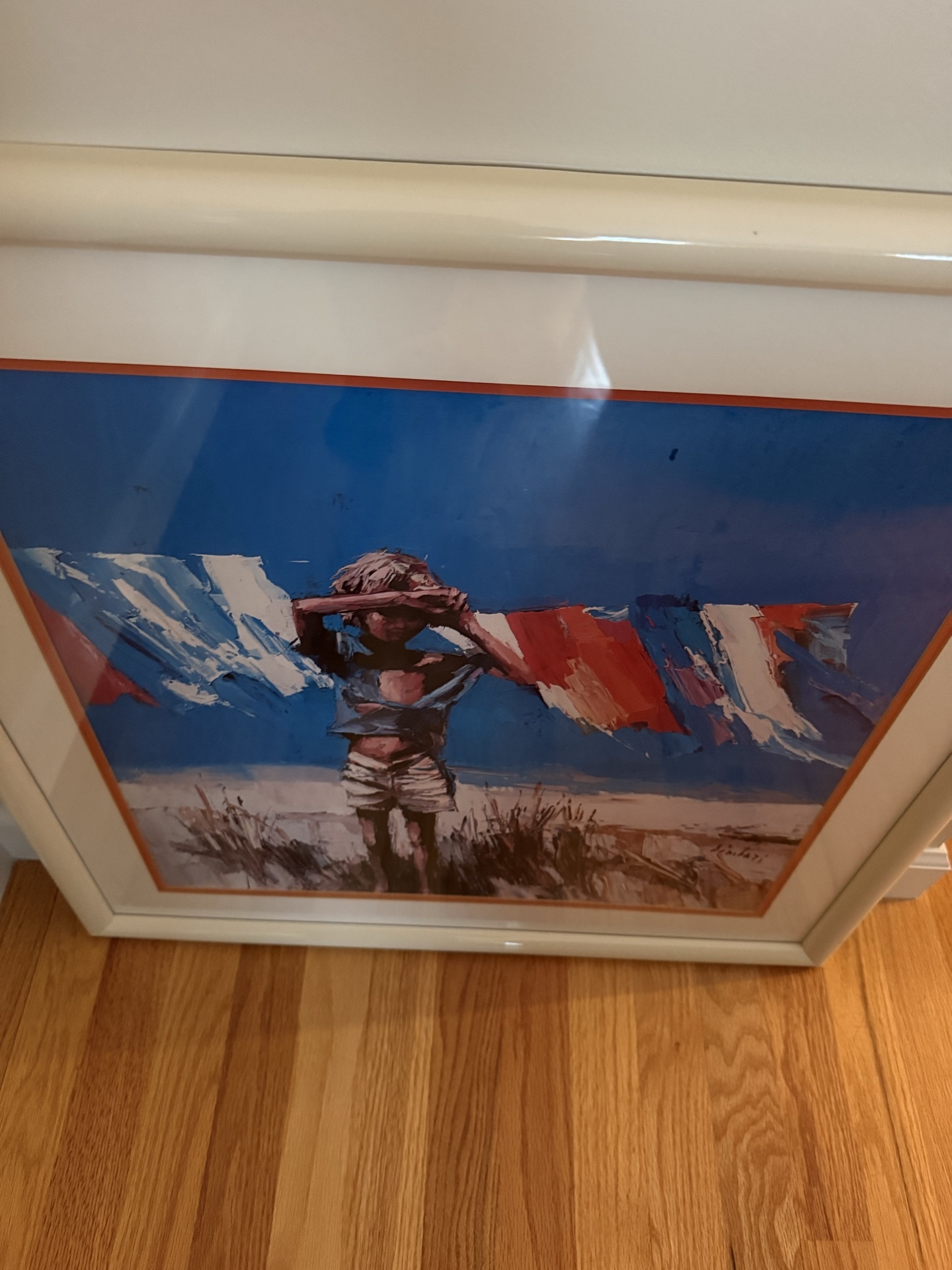 Simbari Framed art print of a child with a banner at beach - image 3 of 4