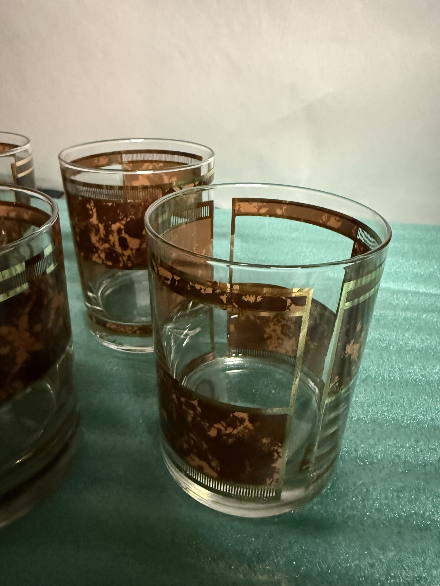 George Briard - Five glass tumblers with copper geometric banding - image 2 of 5