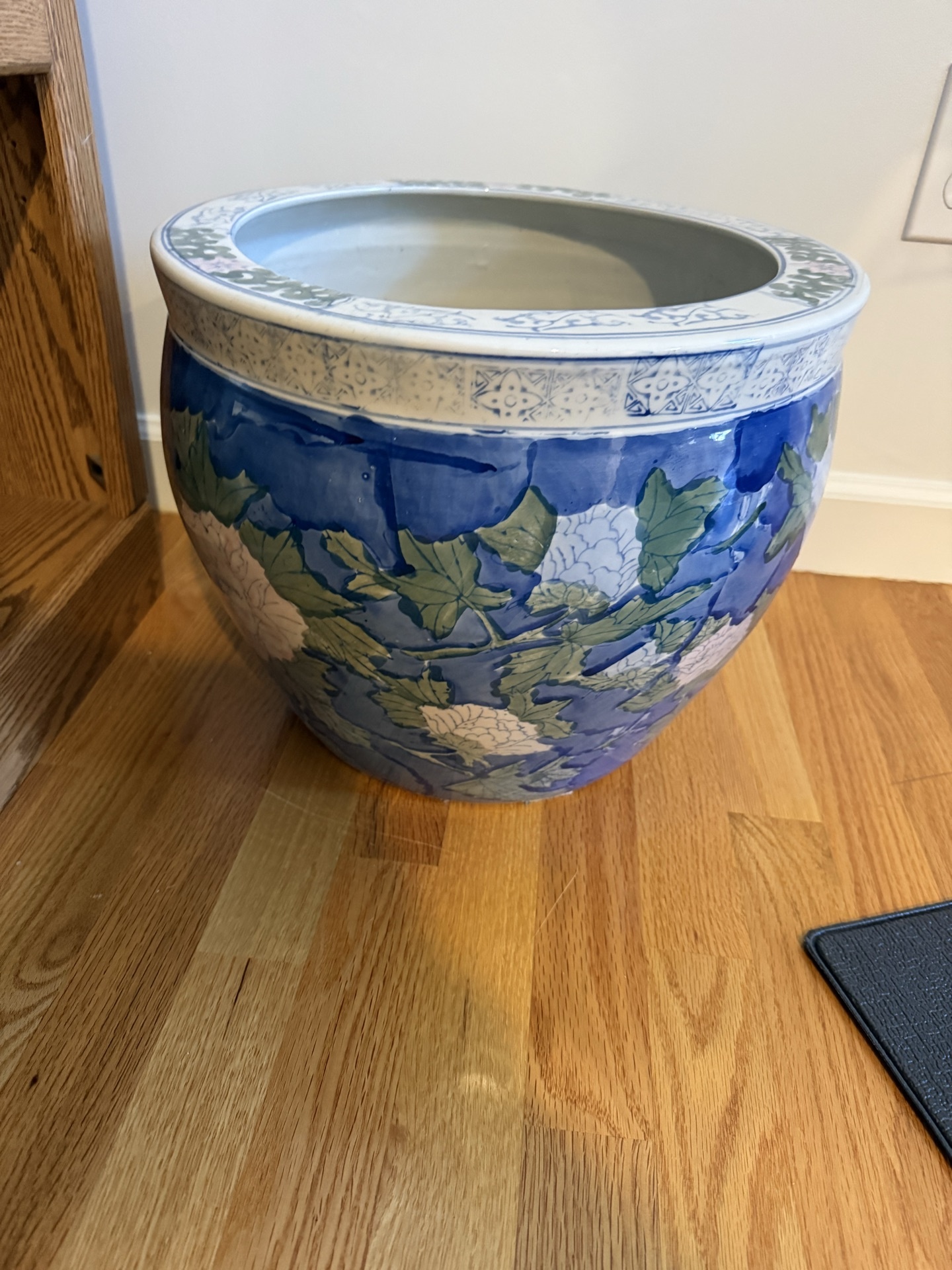 Blue and White Chinese Motif Ceramic Flower Pot - image 1 of 3