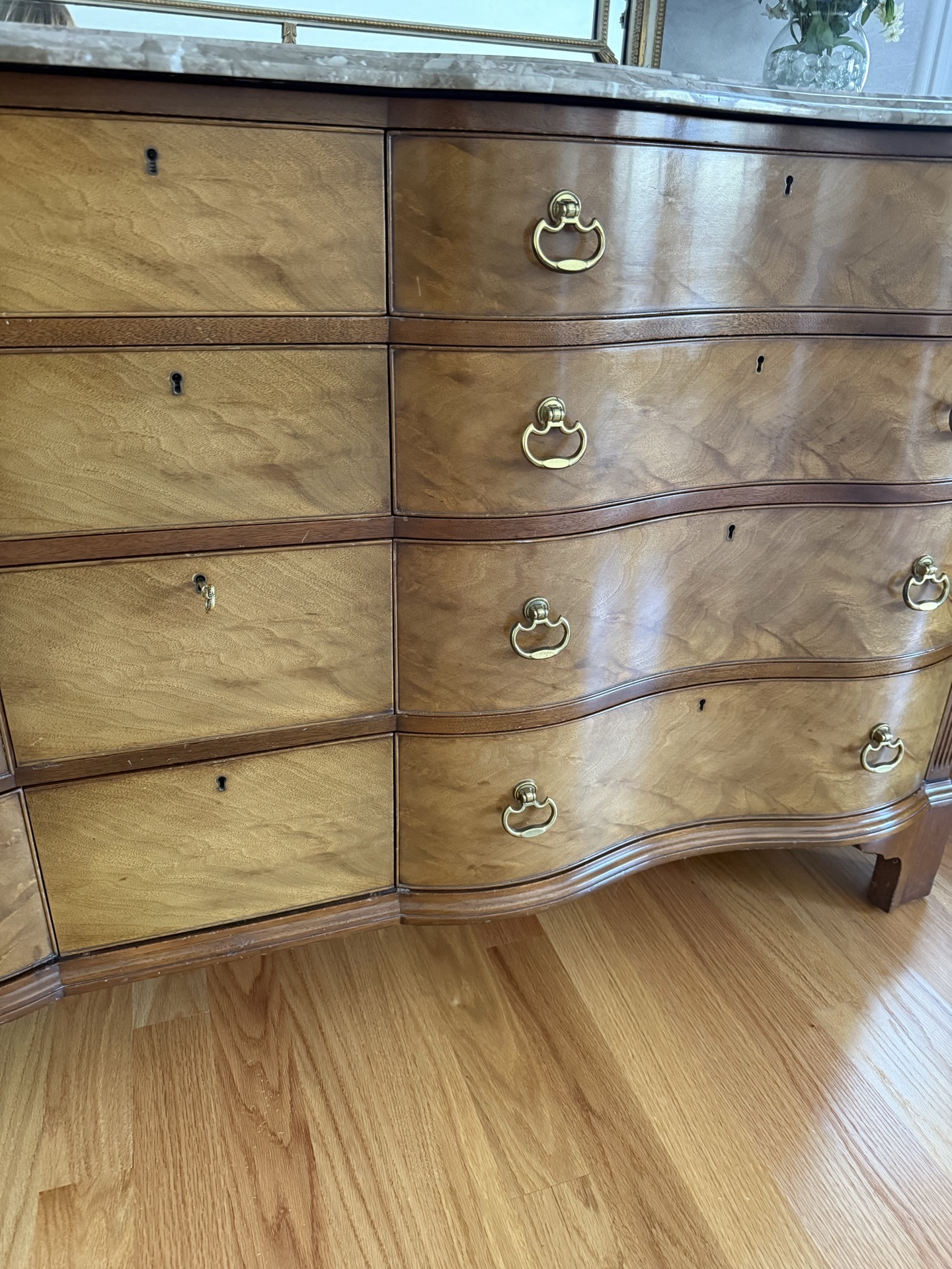 Drexel Mahogany Serpentine Bureau with Marble Top - image 4 of 7
