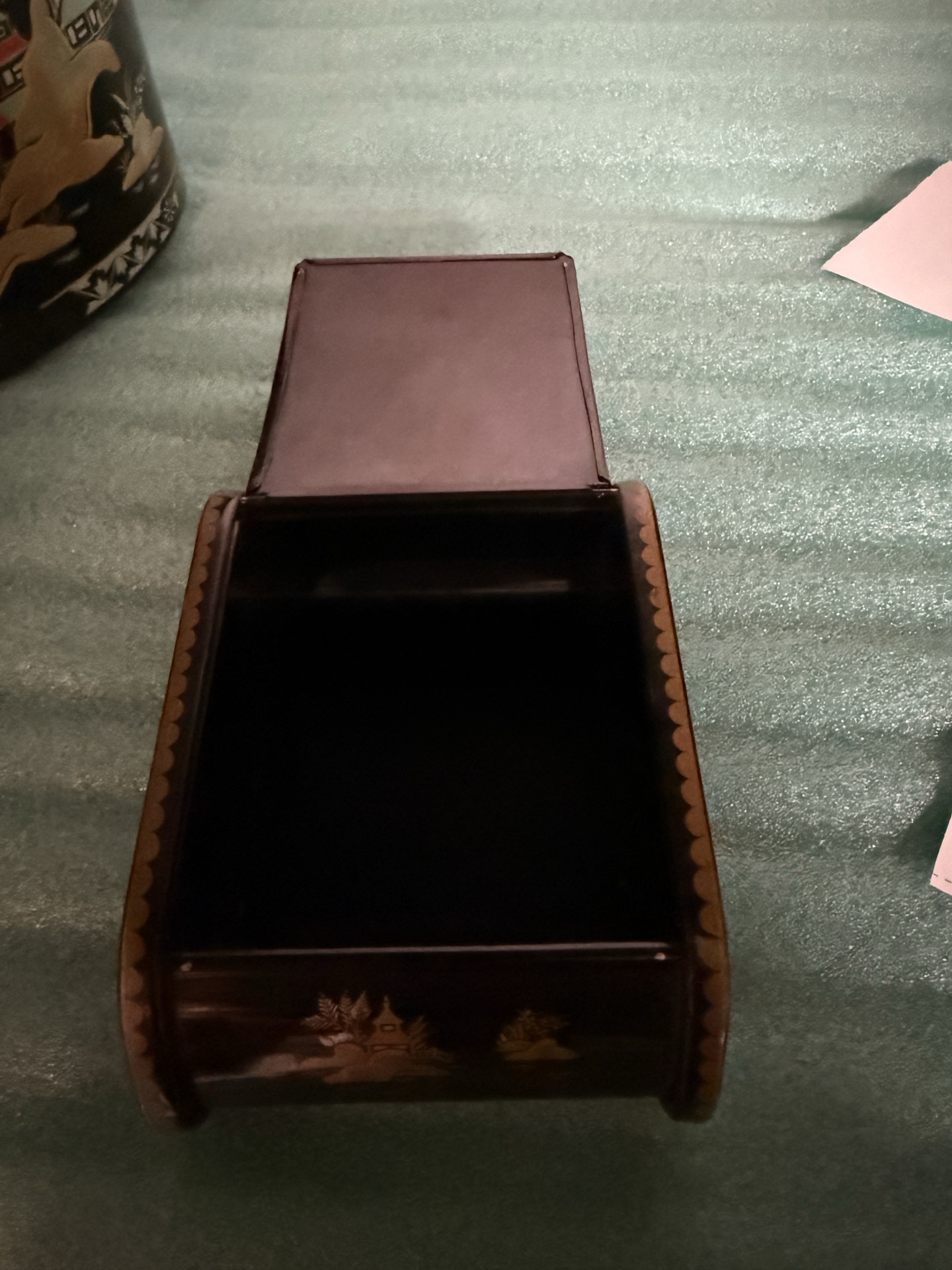 China Gardens black lacquer desk basket and cachepot - image 3 of 6