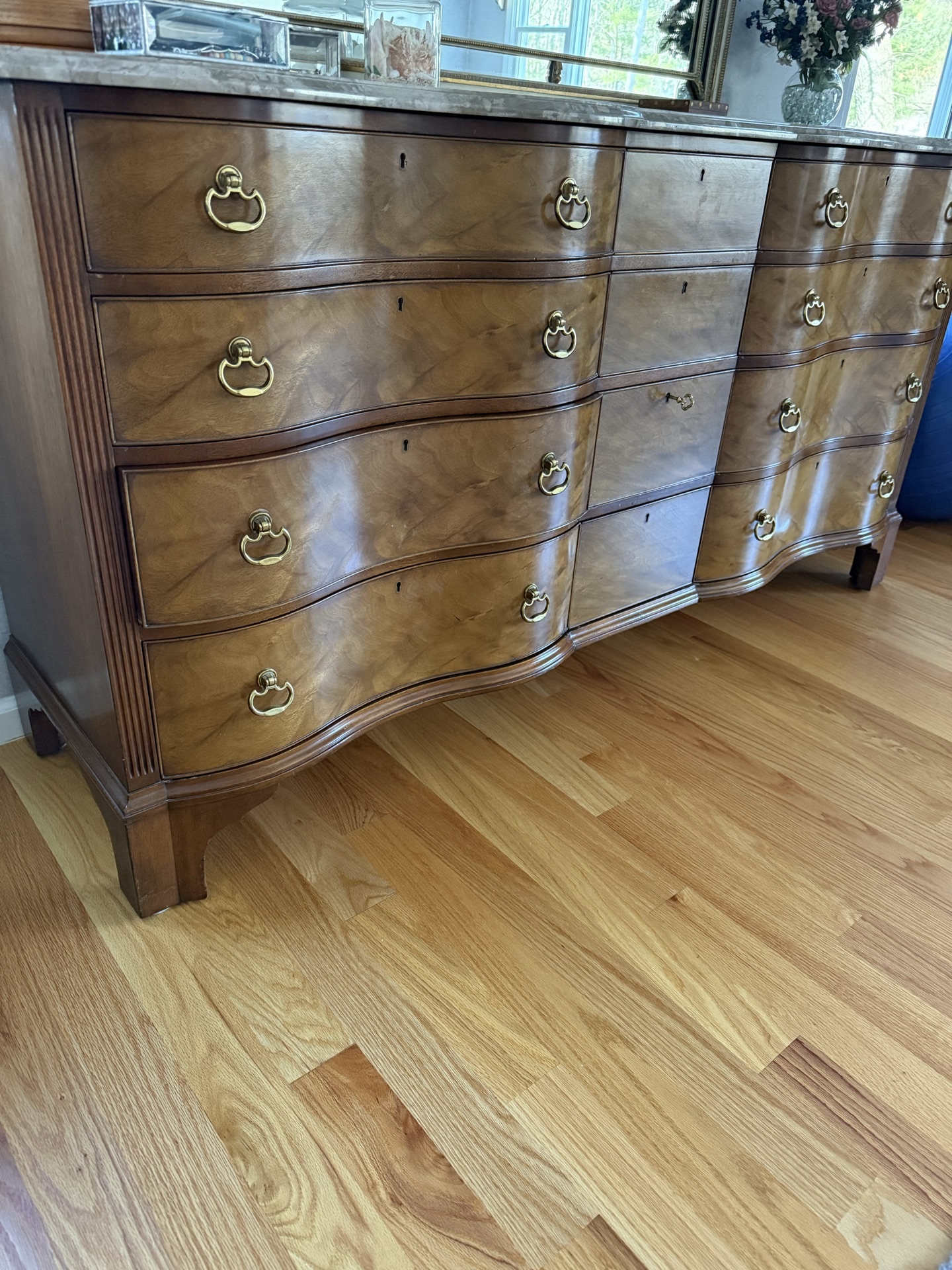 Drexel Mahogany Serpentine Bureau with Marble Top - image 1 of 7