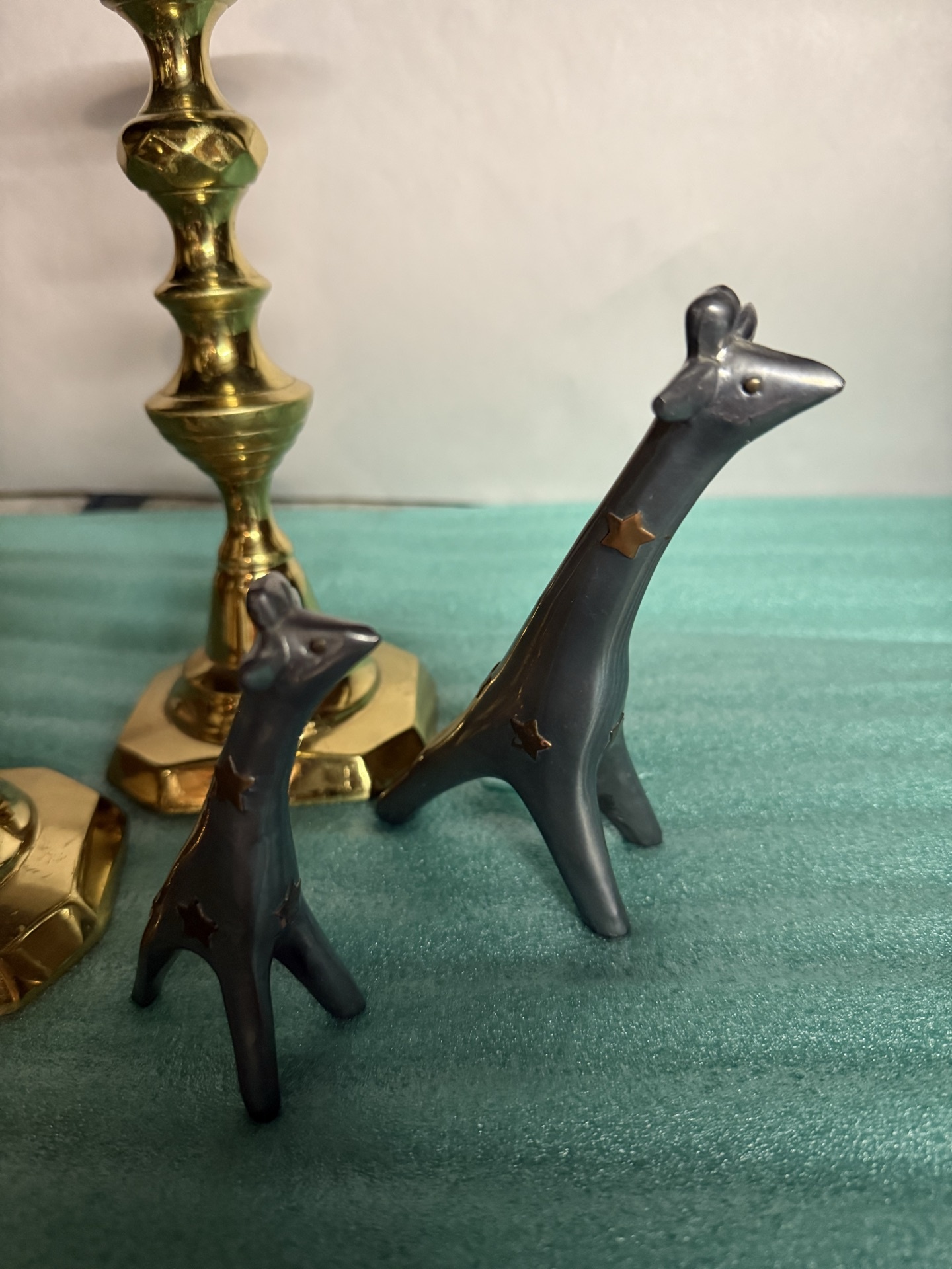 Brass Candlesticks and Metal Giraffe Figurines - image 2 of 6