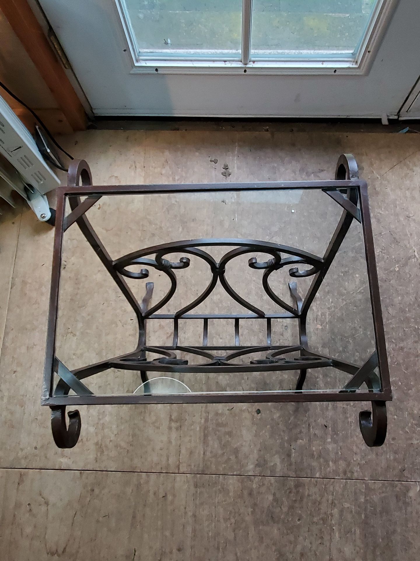 Small Wrought Iron Table With Glass Top. - image 4 of 8