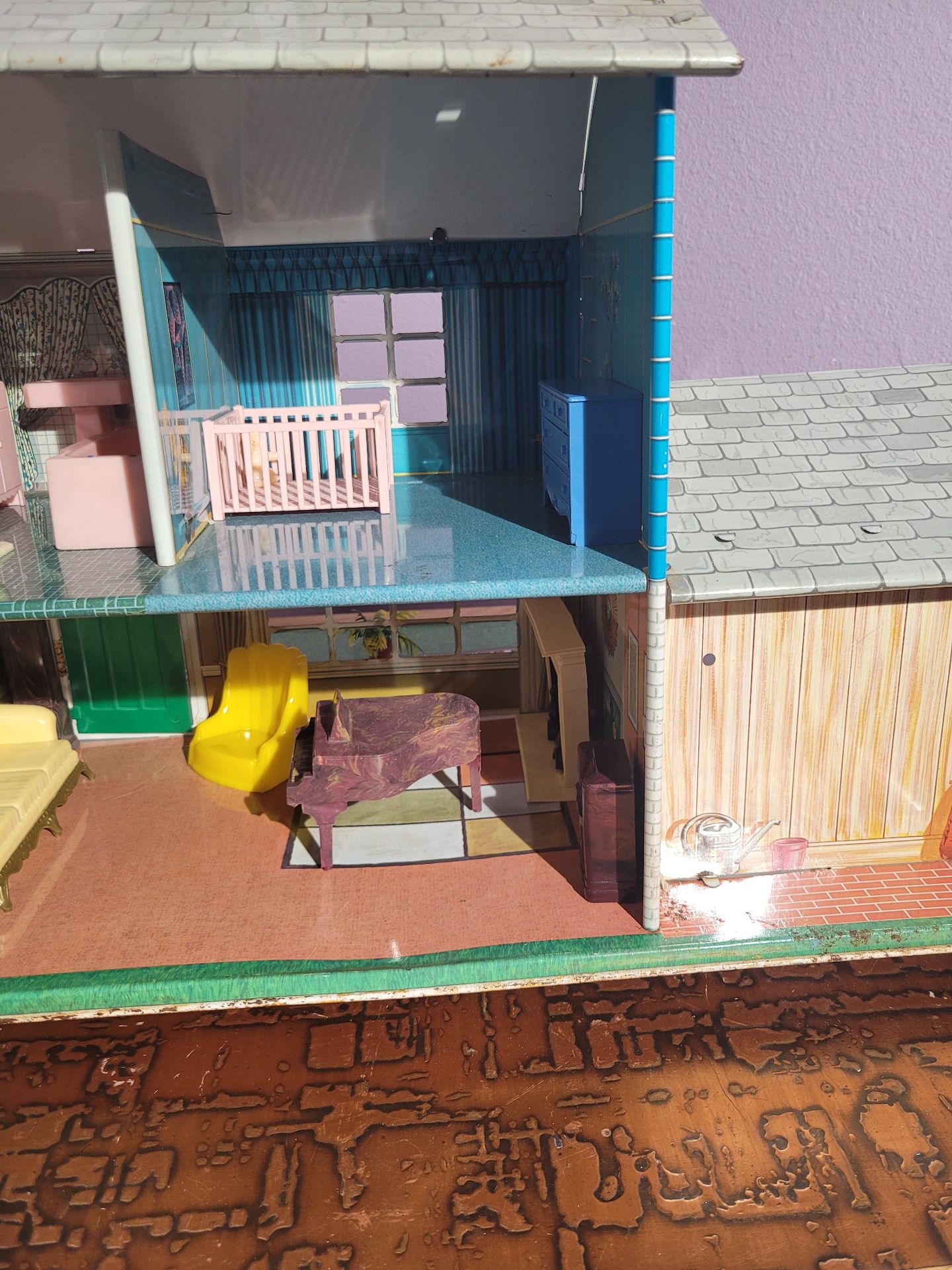 Tin Toy Doll House With Furniture #2 - image 3 of 6