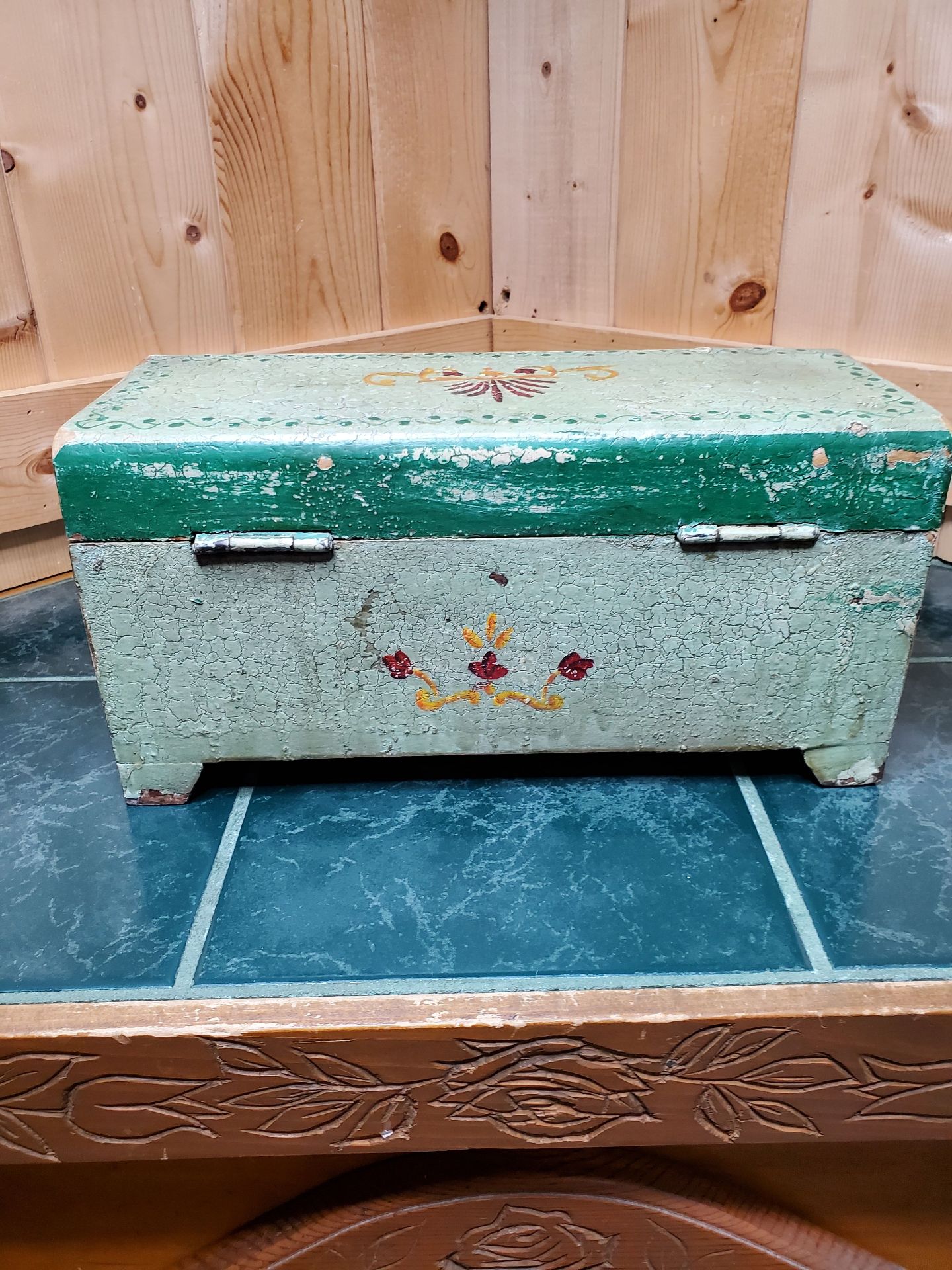 Small Antique Painted Wooden Box - image 4 of 9