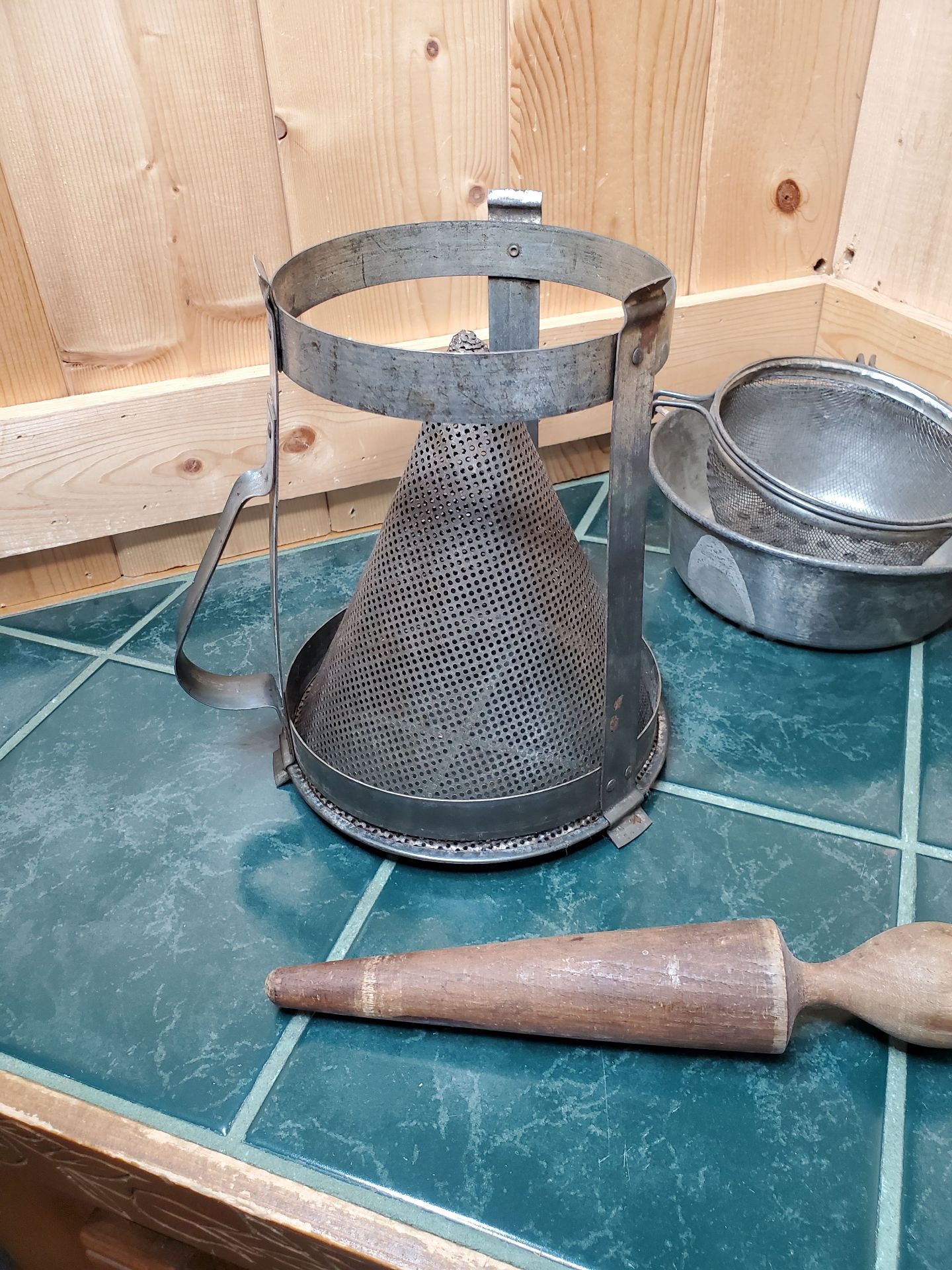Vintage Metal Chinois Strainer with Wood Pestle, And More. - image 6 of 6