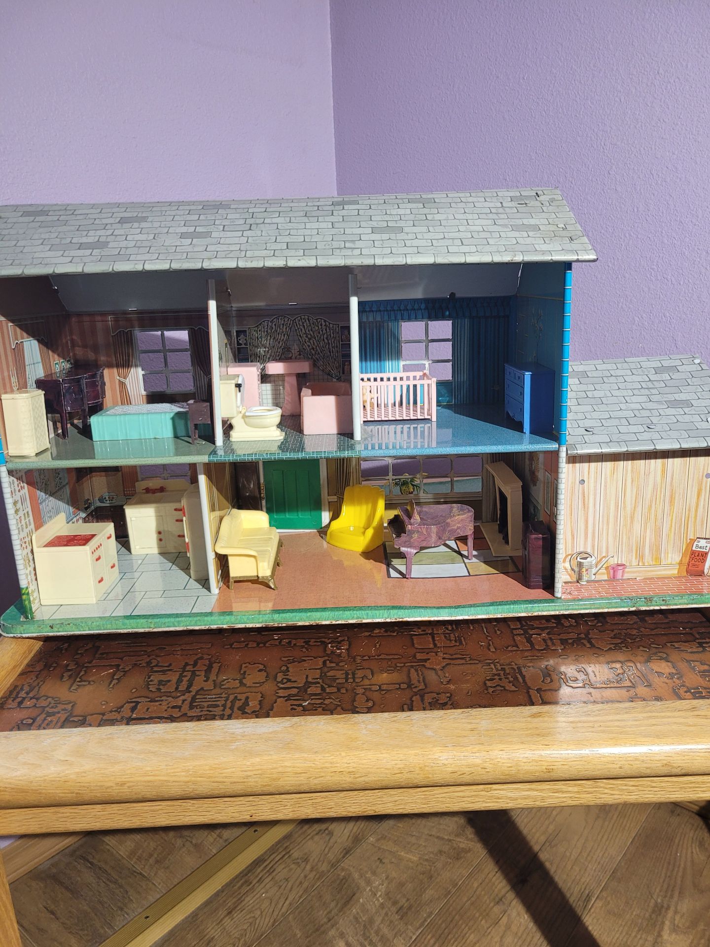 Tin Toy Doll House With Furniture #2 - image 2 of 6
