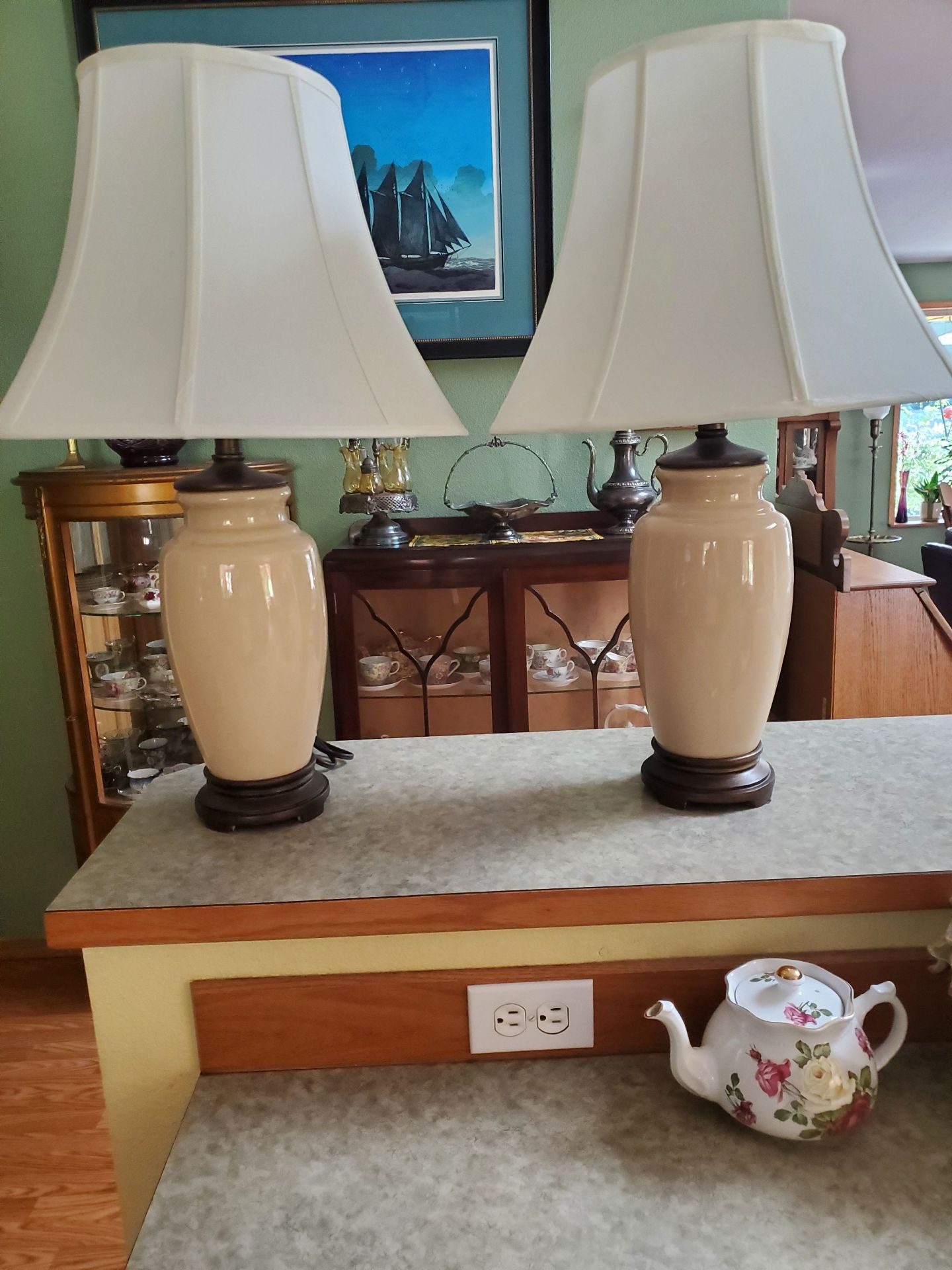 Pair of Tan Table Lamps - image 1 of 7
