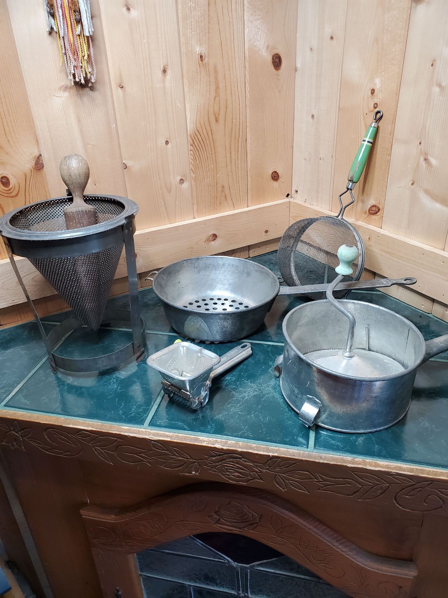 Vintage Metal Chinois Strainer with Wood Pestle, And More. - image 1 of 6