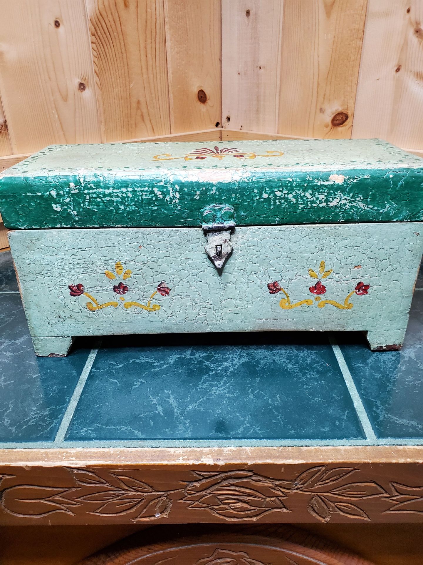 Small Antique Painted Wooden Box - image 2 of 9