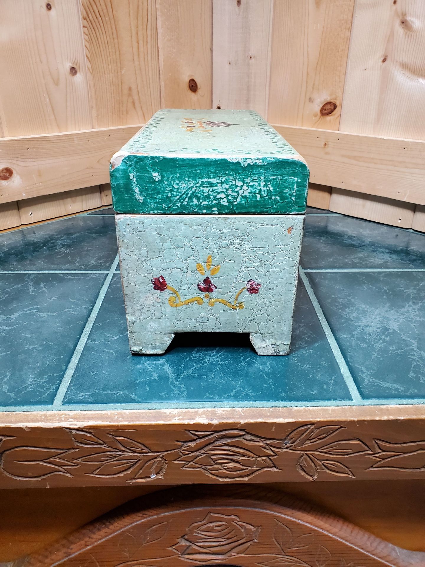 Small Antique Painted Wooden Box - image 3 of 9