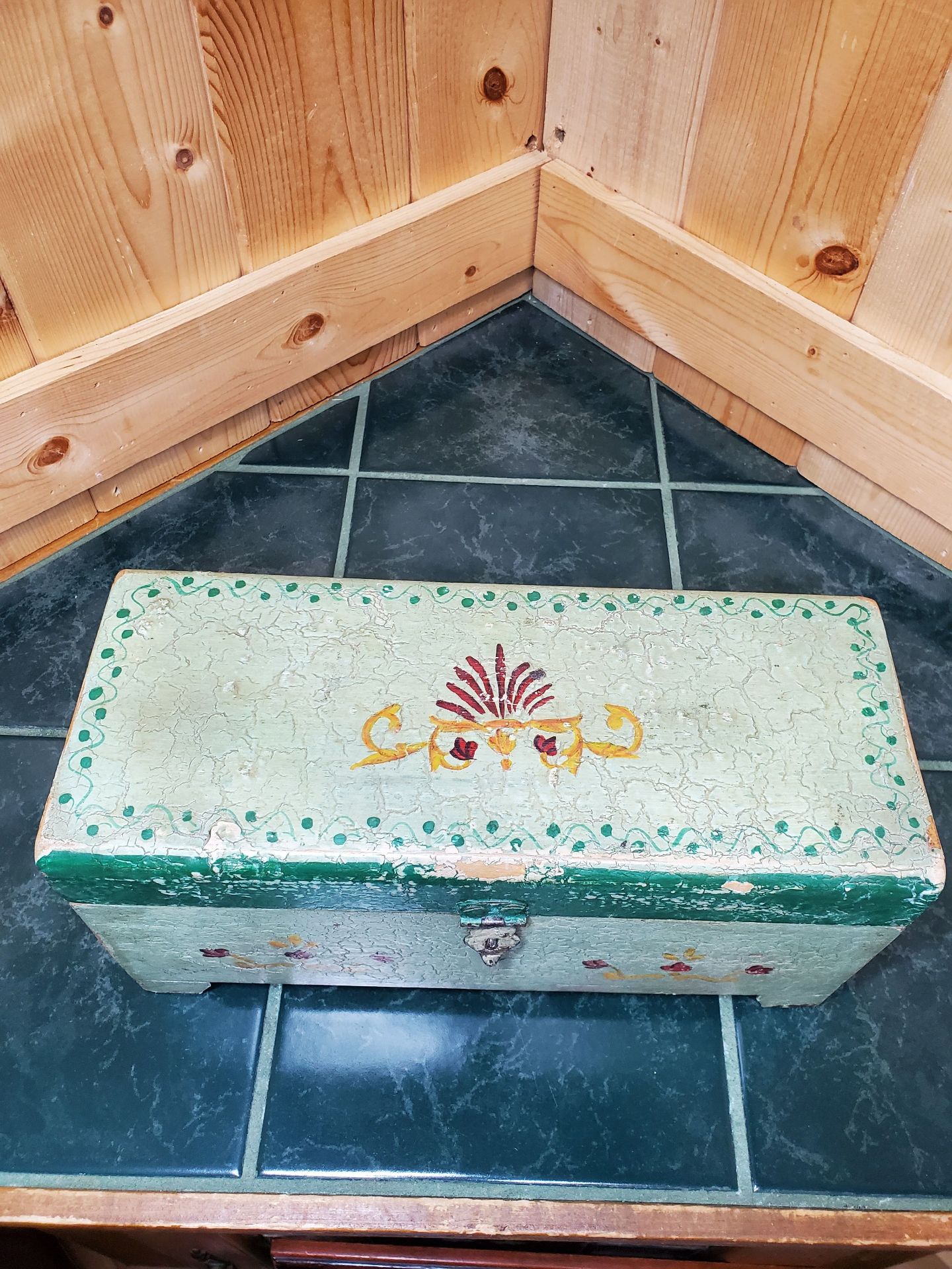 Small Antique Painted Wooden Box - image 6 of 9