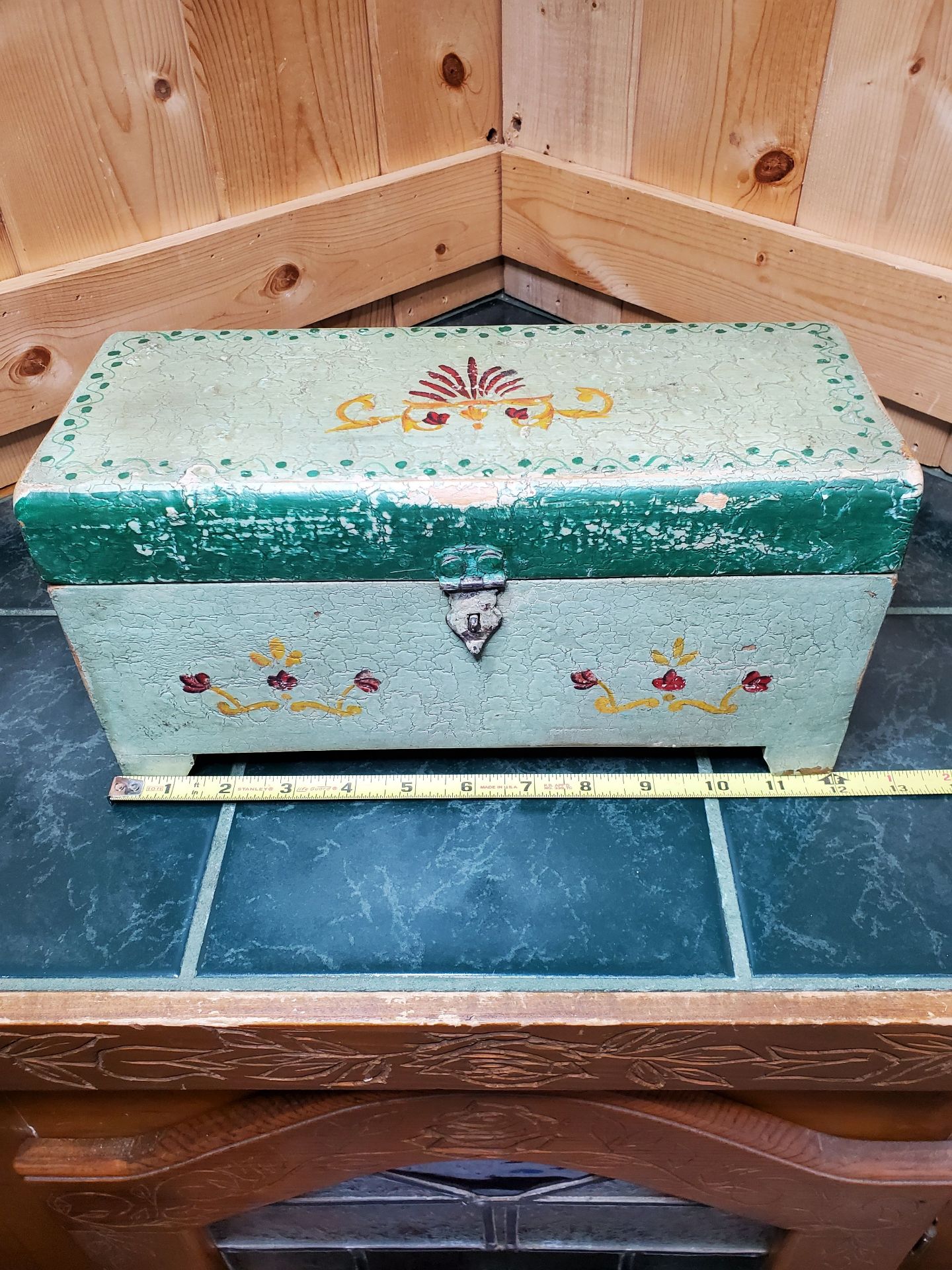 Small Antique Painted Wooden Box - image 1 of 9