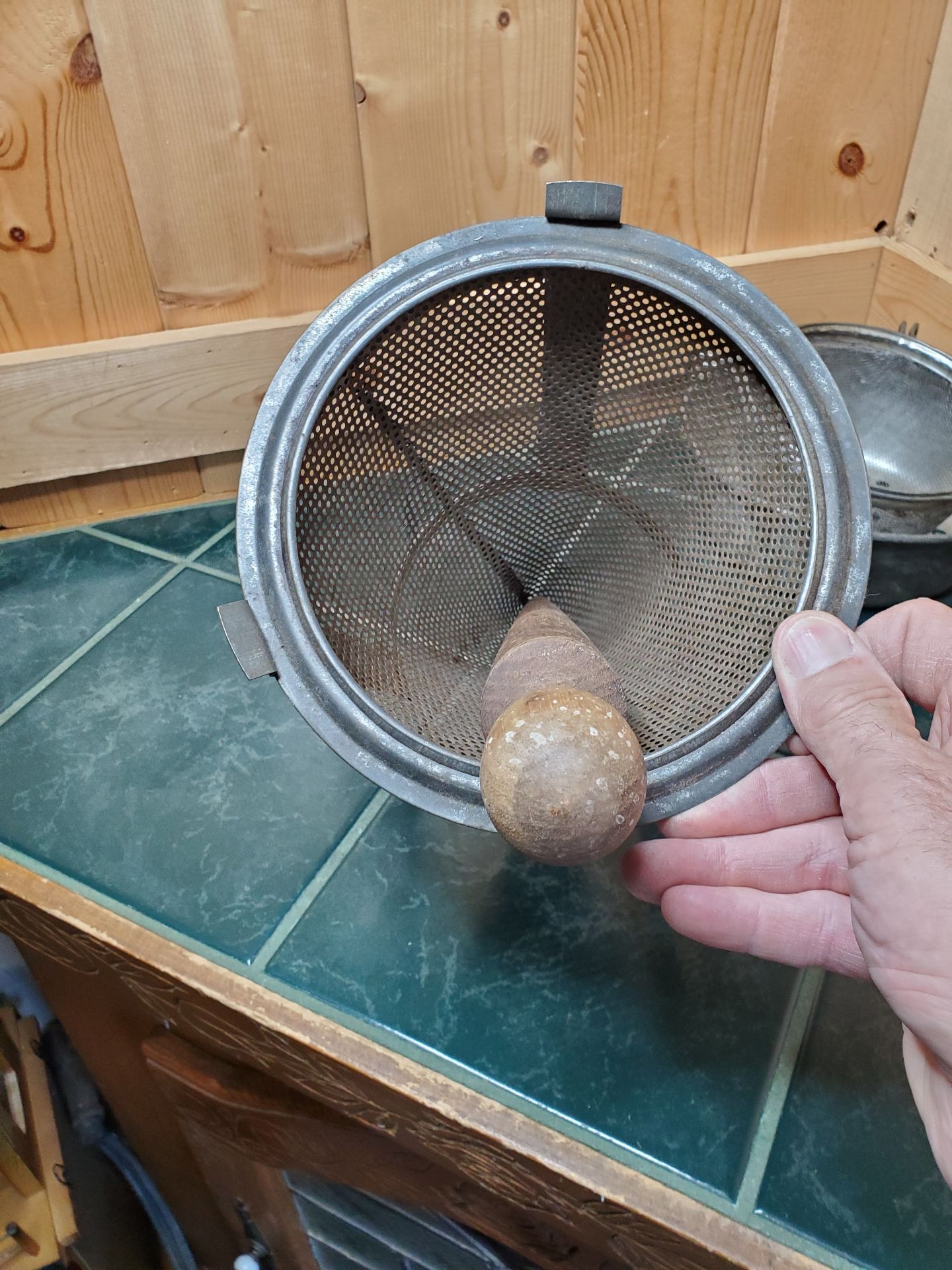 Vintage Metal Chinois Strainer with Wood Pestle, And More. - image 4 of 6