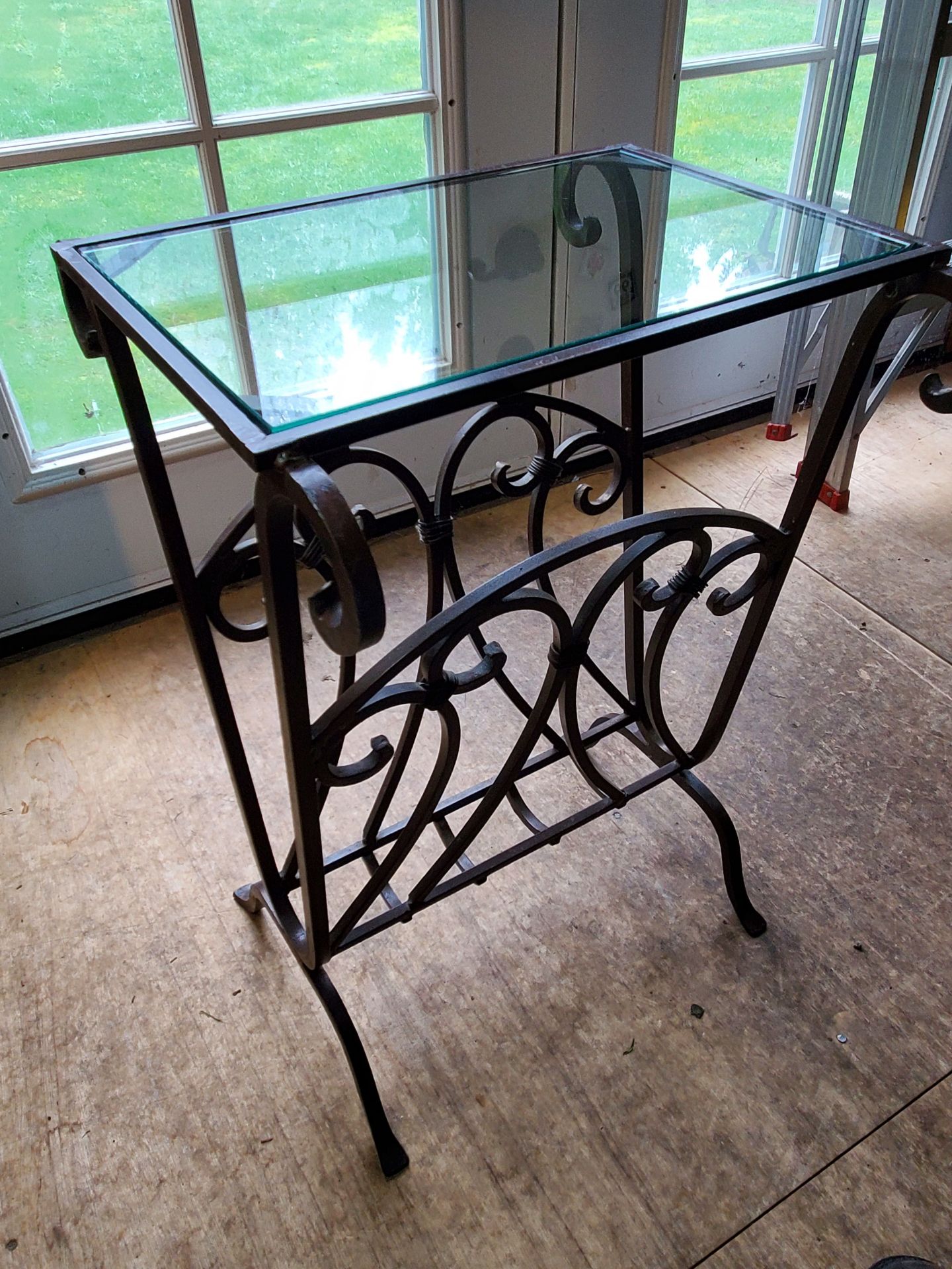 Small Wrought Iron Table With Glass Top. - image 1 of 8