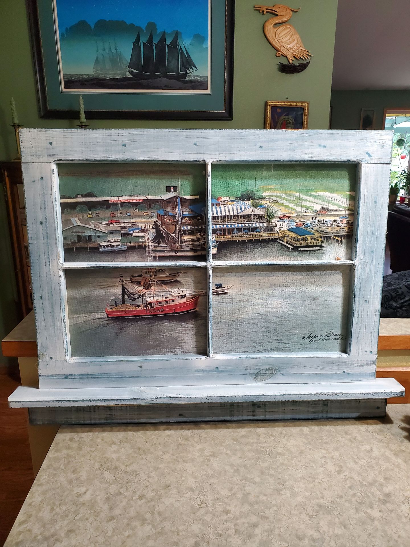 Rustic Window Frame Coastal Wall Art - image 1 of 9