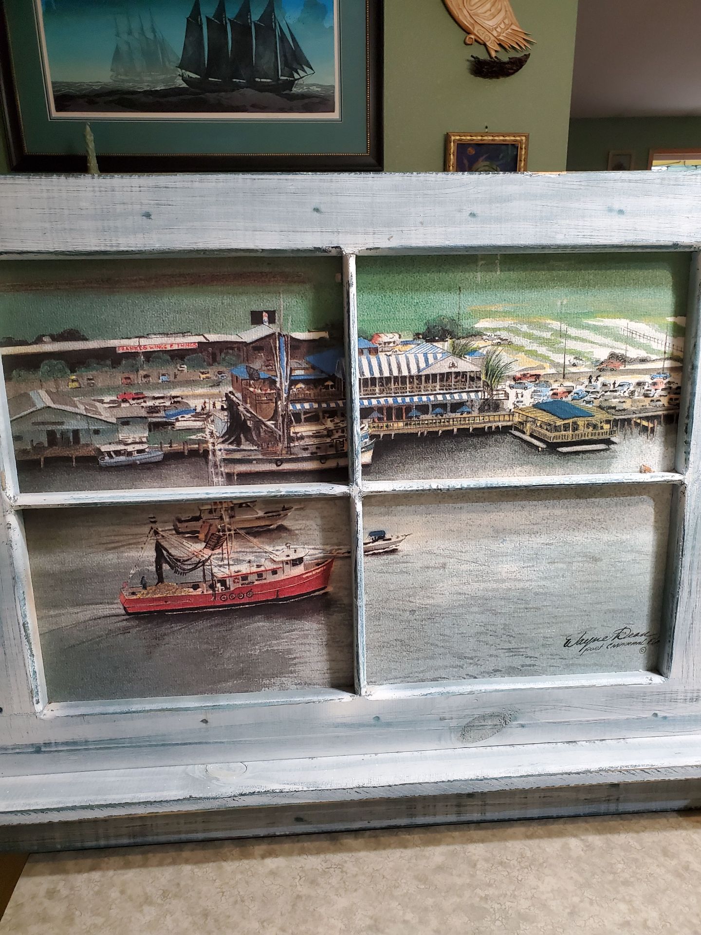 Rustic Window Frame Coastal Wall Art - image 2 of 9