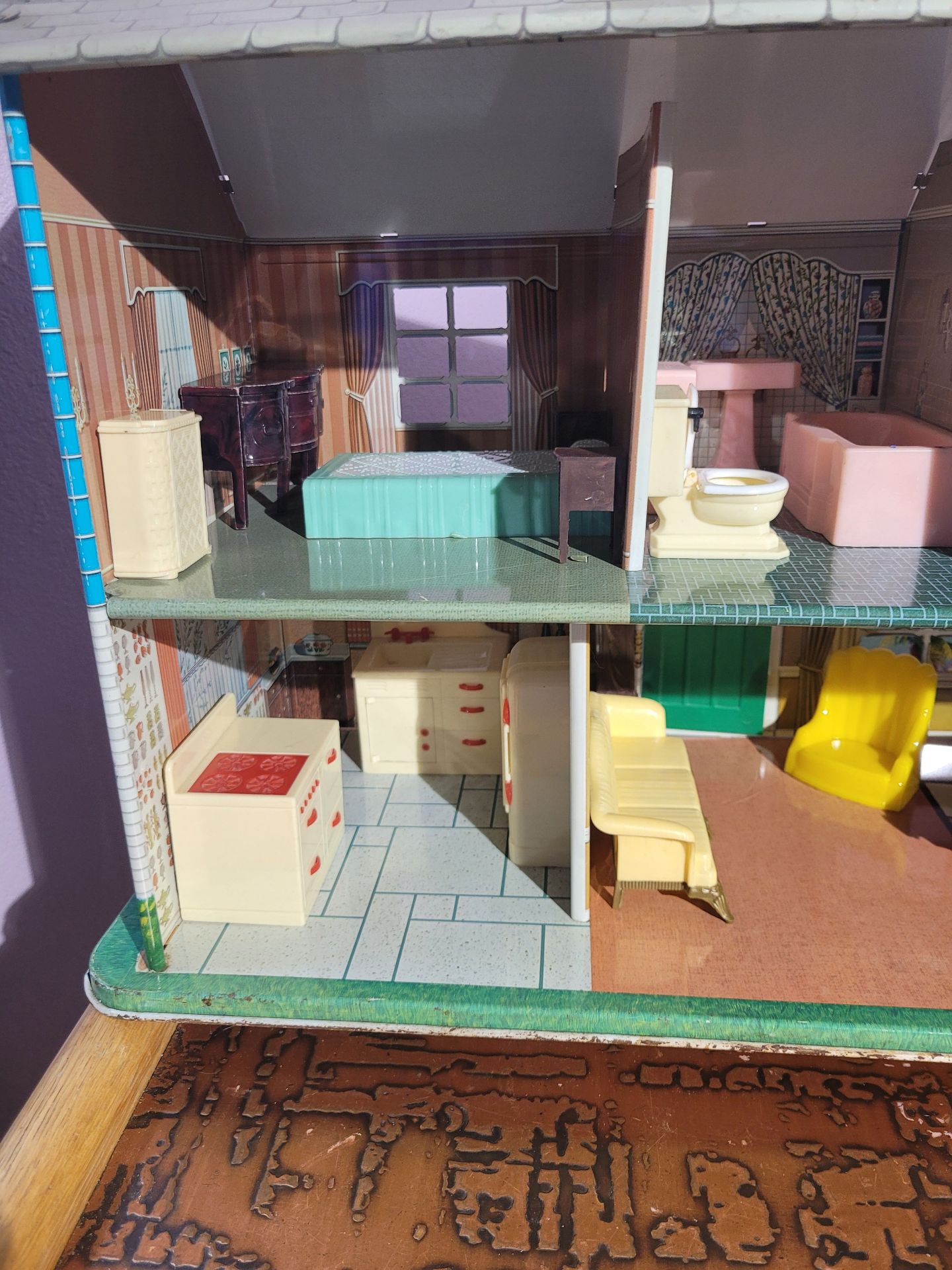 Tin Toy Doll House With Furniture #2 - image 5 of 6
