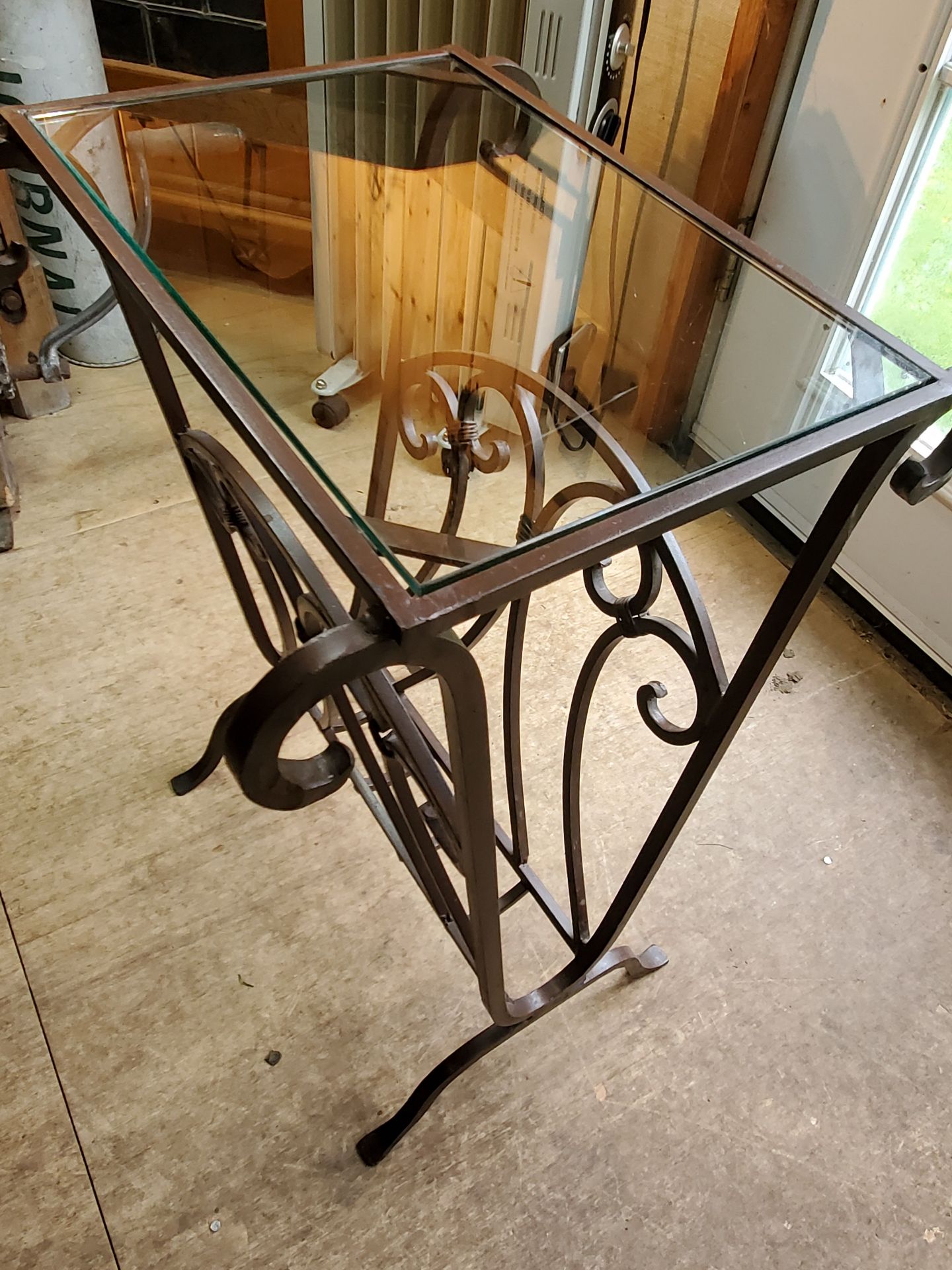 Small Wrought Iron Table With Glass Top. - image 2 of 8