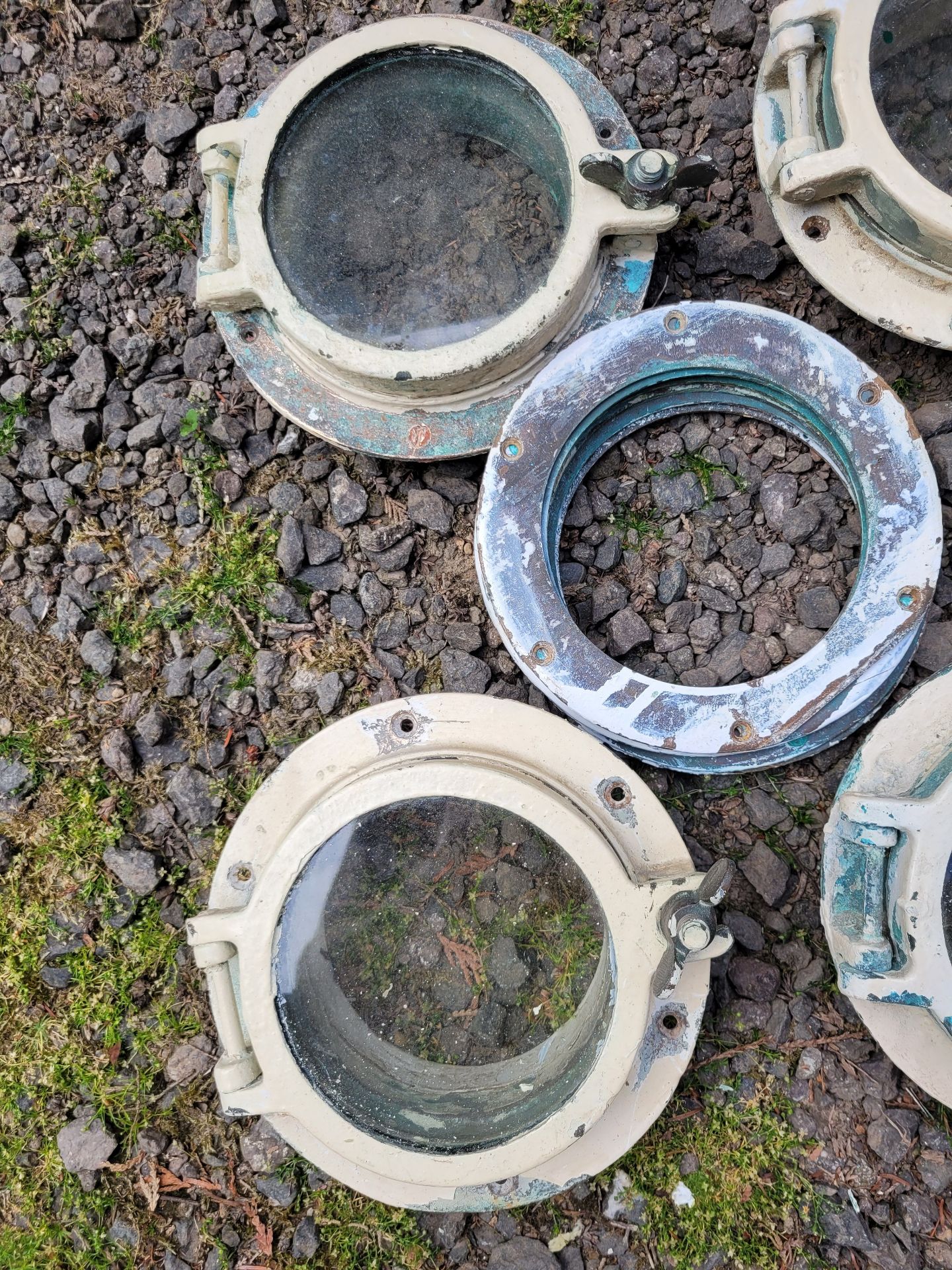 Six Bronze Antique Porthole Windows. - image 2 of 9
