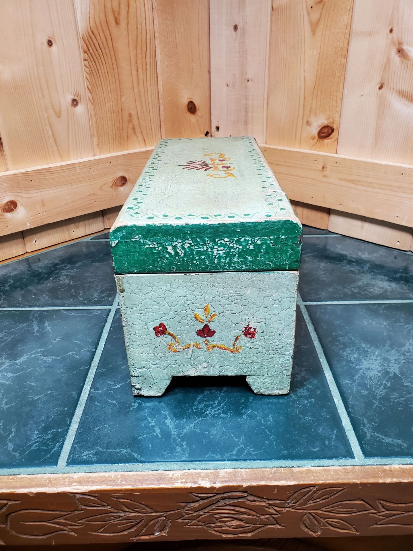 Small Antique Painted Wooden Box - image 5 of 9