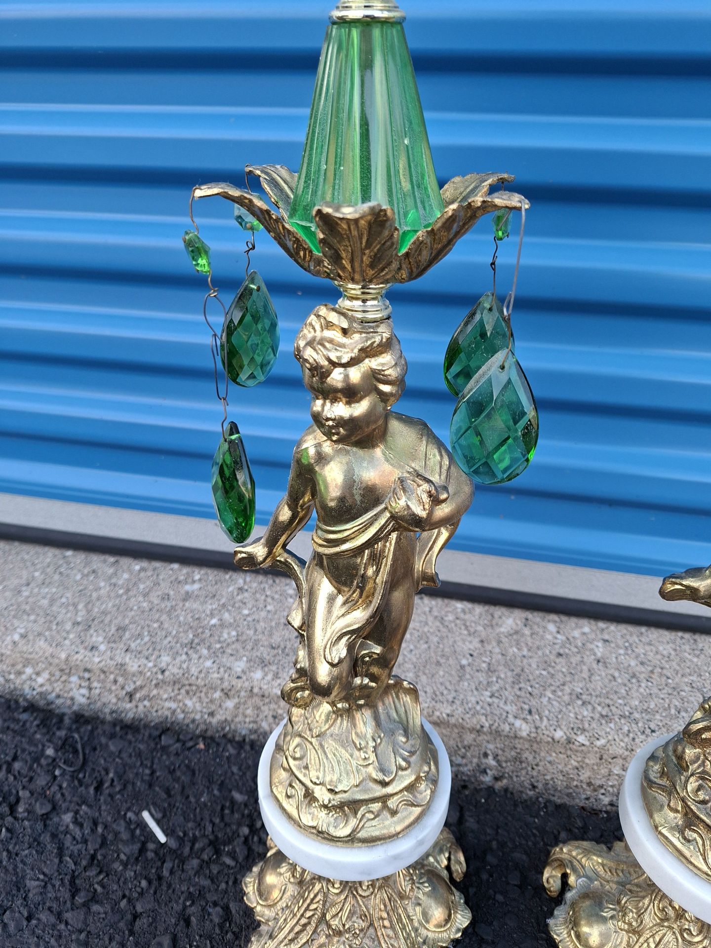 Pair of Ornate Cherub Crystal Compotes, Ashtrays - image 2 of 9