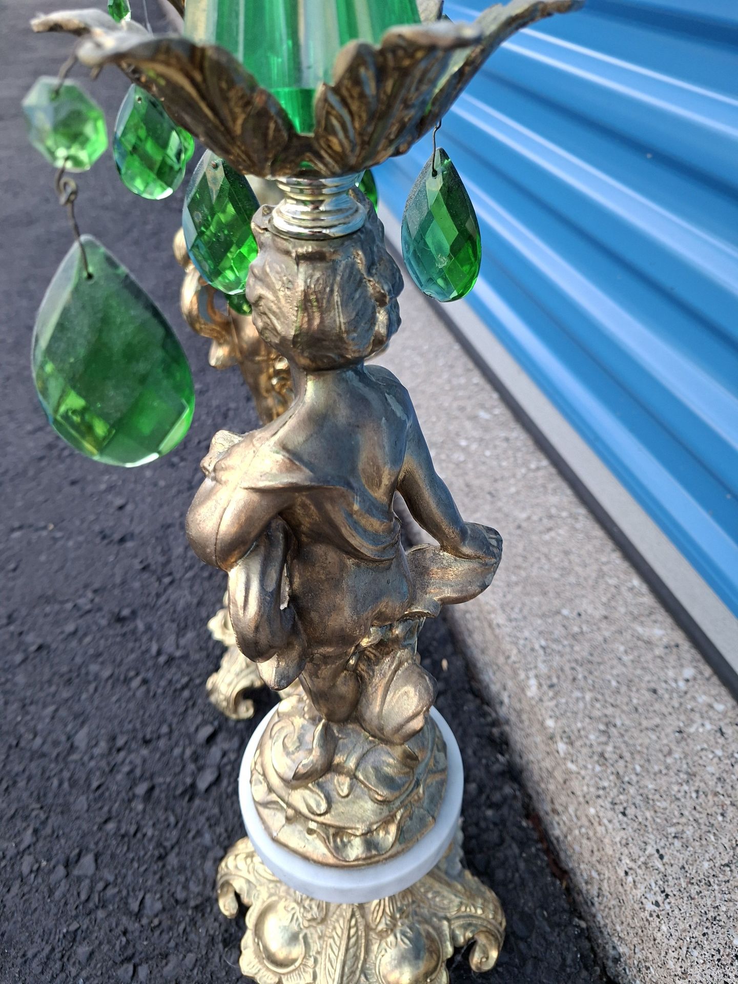 Pair of Ornate Cherub Crystal Compotes, Ashtrays - image 6 of 9