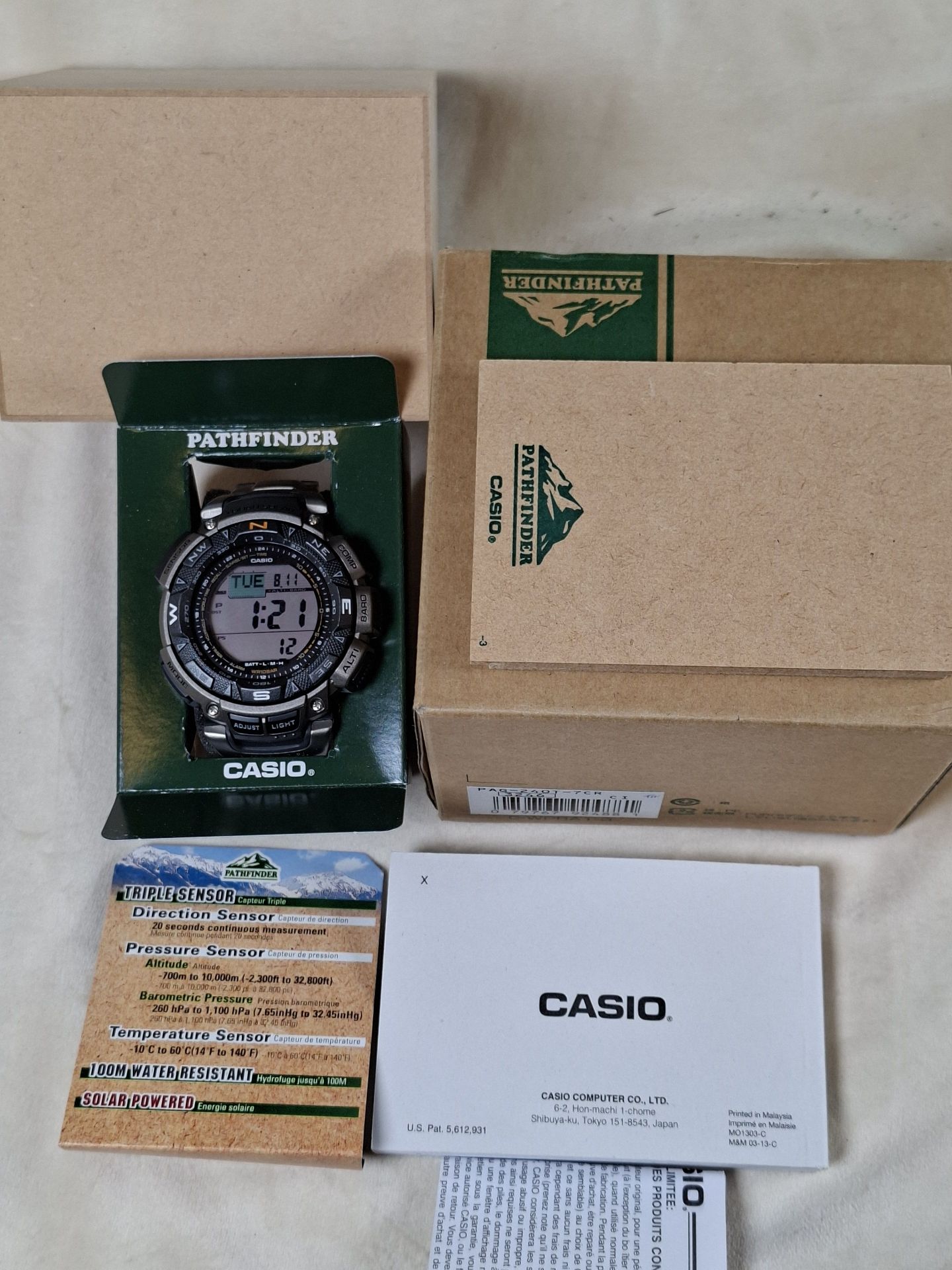Casio Pathfinder Digital Wristwatch with Box and Manuals - image 1 of 11