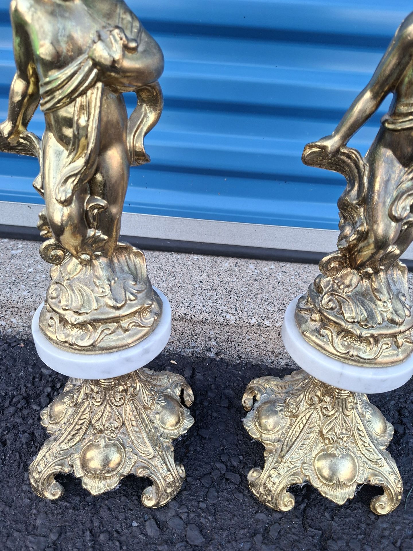 Pair of Ornate Cherub Crystal Compotes, Ashtrays - image 4 of 9