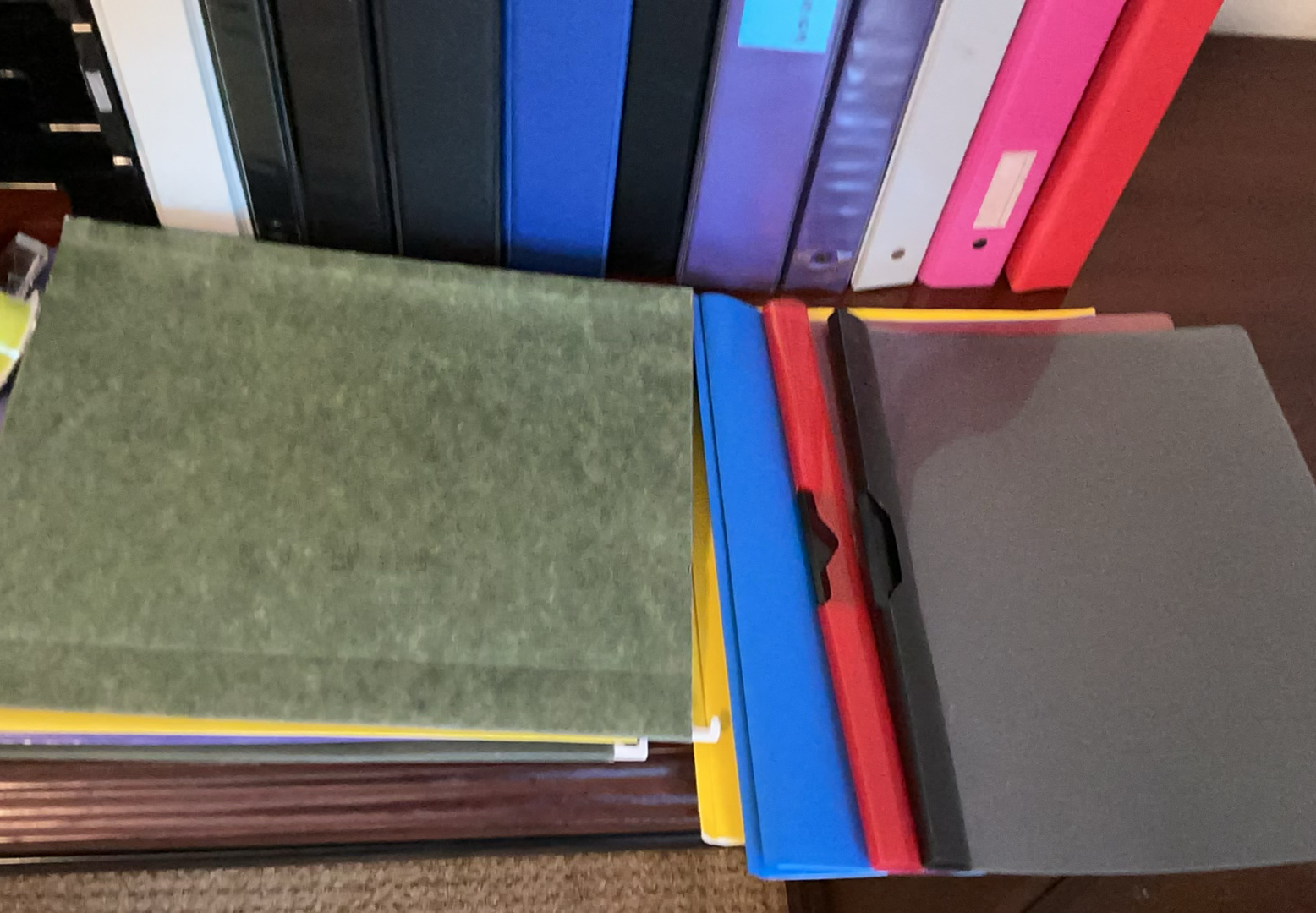 Office organization with binders, folders, and desk supplies - image 3 of 5