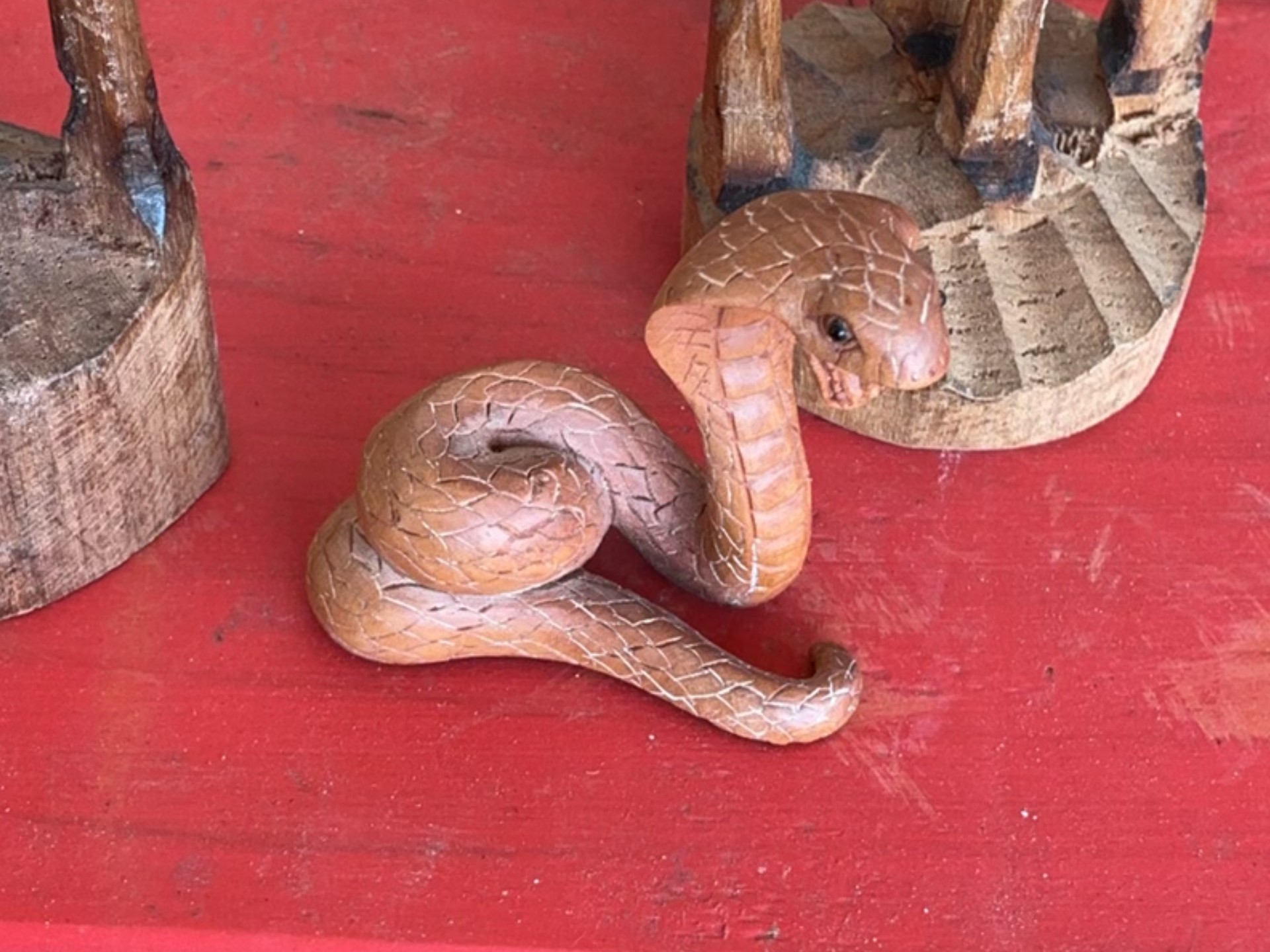 African Decor: Wood Giraffe Figurines, African Baskets, Egyptian Rattle - image 3 of 5